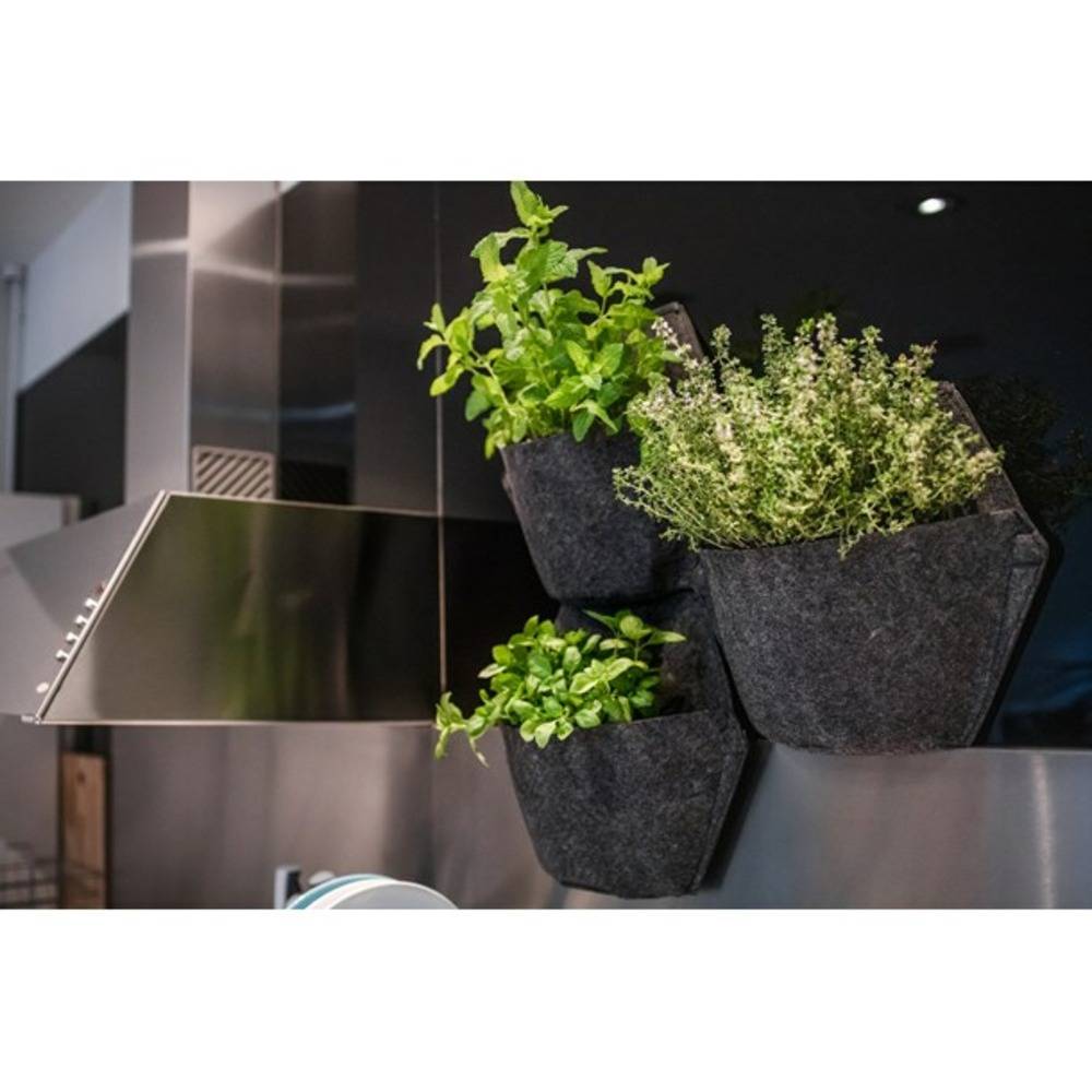 Pack de 3 pots muraux CitySens noirs avec couverture textile et arrosage automatique - Image 2
