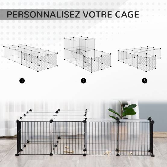 ComfortXL - Enclos modulable DIY métal résine lapins cochons d'Inde noir 27 panneaux 140x70x70cm - ComfortXL Outdoor Living - Image 6