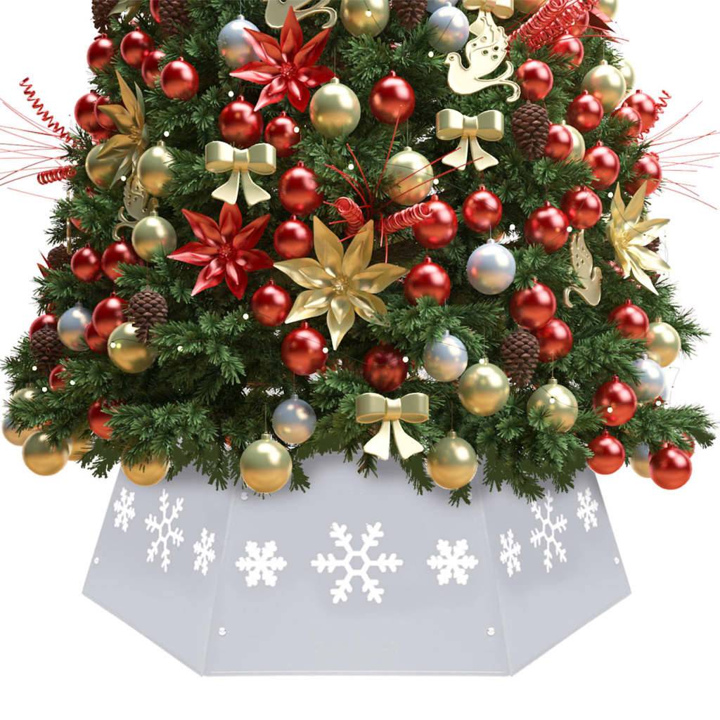 Jupe de sapin de Noël - Robe de sapin - Tapis de sapin Argenté et blanc Ø68x25 cm - Image 2