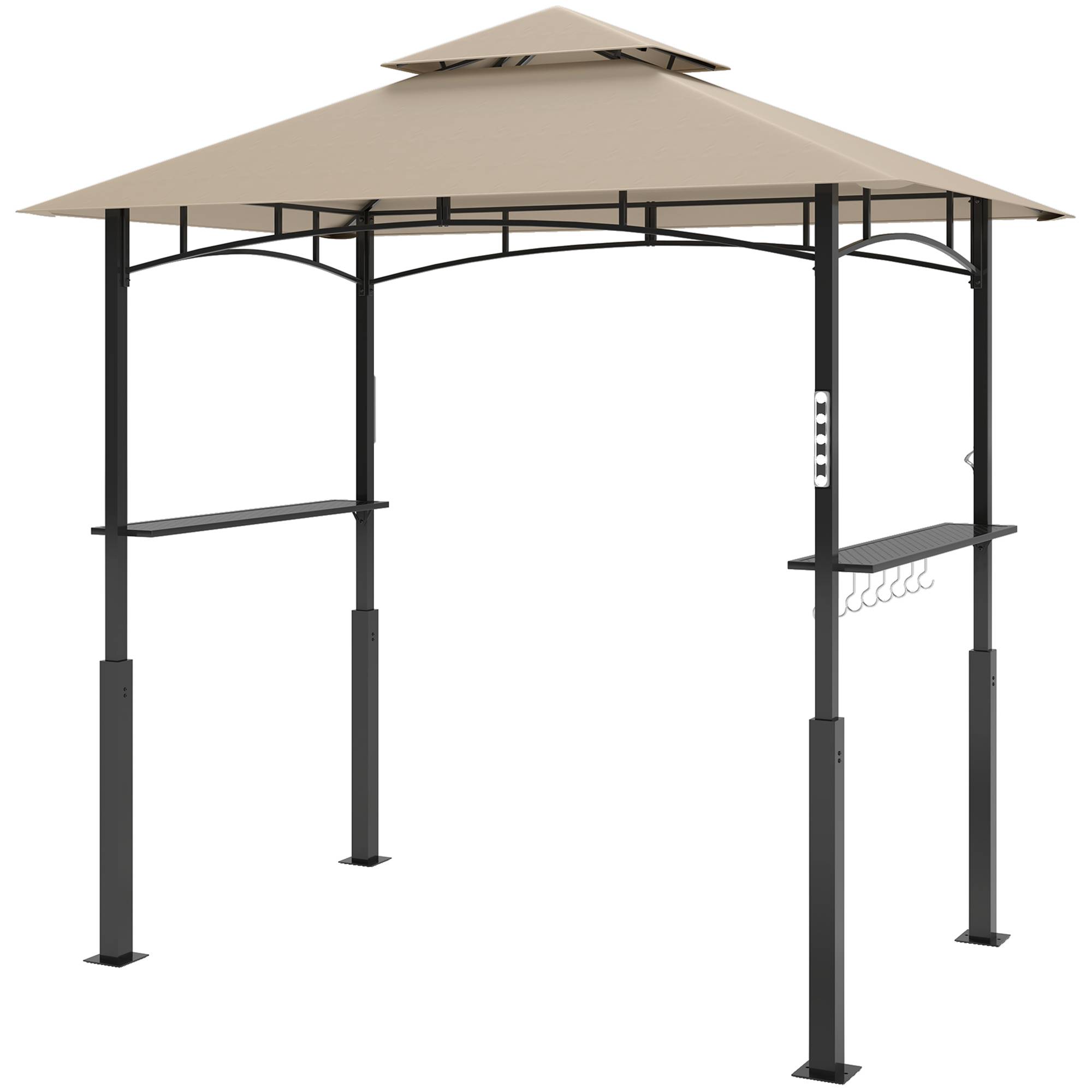 Maison Chic - Tonnelle de barbecue à 2 niveaux auvent de réception avec lumière 243x148x248cm Métal Kaki fr500 - Image 2