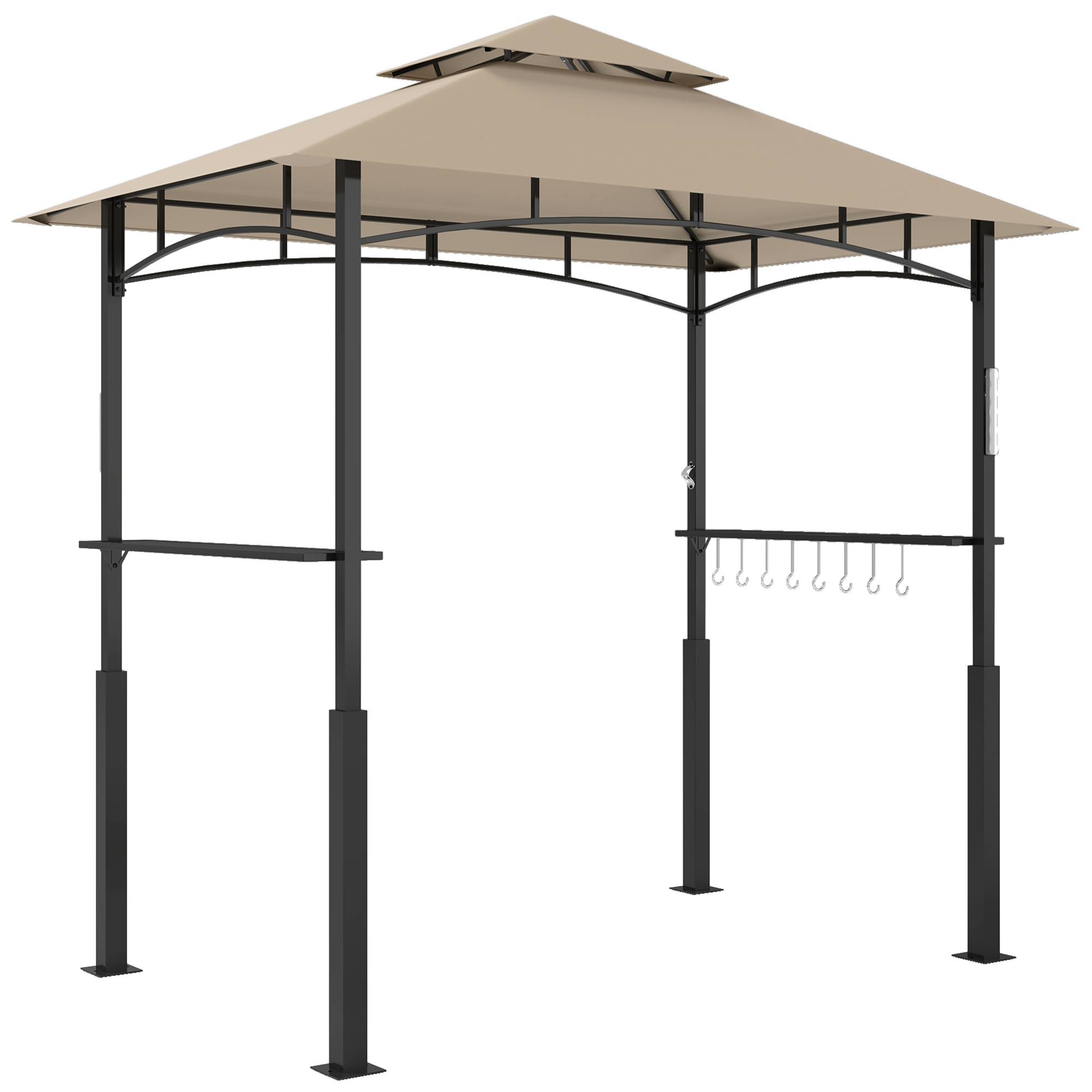 Maison Chic - Tonnelle de barbecue à 2 niveaux auvent de réception avec lumière 243x148x248cm Métal Kaki fr500 - Image 1