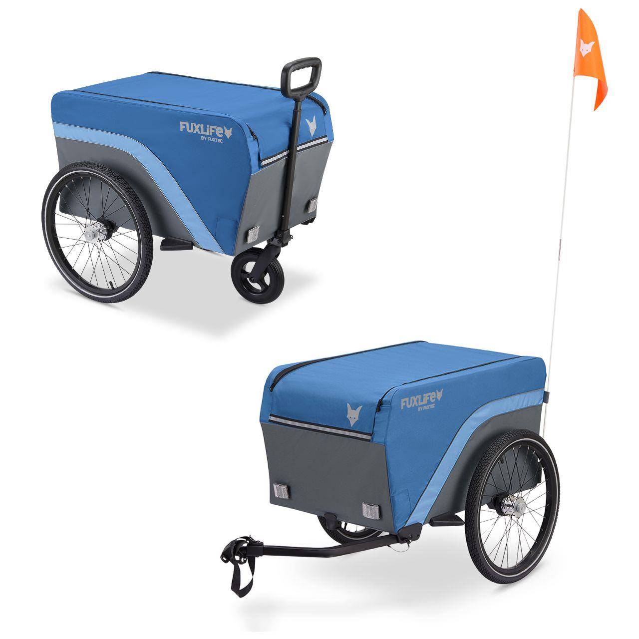 Remorque pour vélo  FUXLIFE by FUXTEC FX-LA120 Bleu Remorque de transport 2en1 pliable 120 L | 47,8 kg de charge. - Image 1