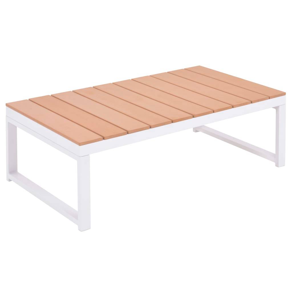 Salon d'angle Aluminium et WPC avec chaise longue et table basse pour Terrasse Piscine Blanc – ComfortXL Outdoor Living - Image 2