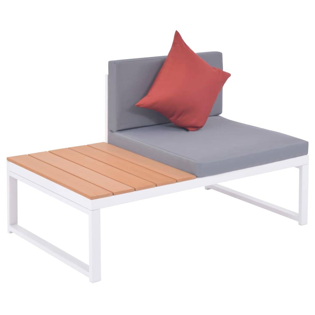 Salon d'angle Aluminium et WPC avec chaise longue et table basse pour Terrasse Piscine Blanc – ComfortXL Outdoor Living - Image 5