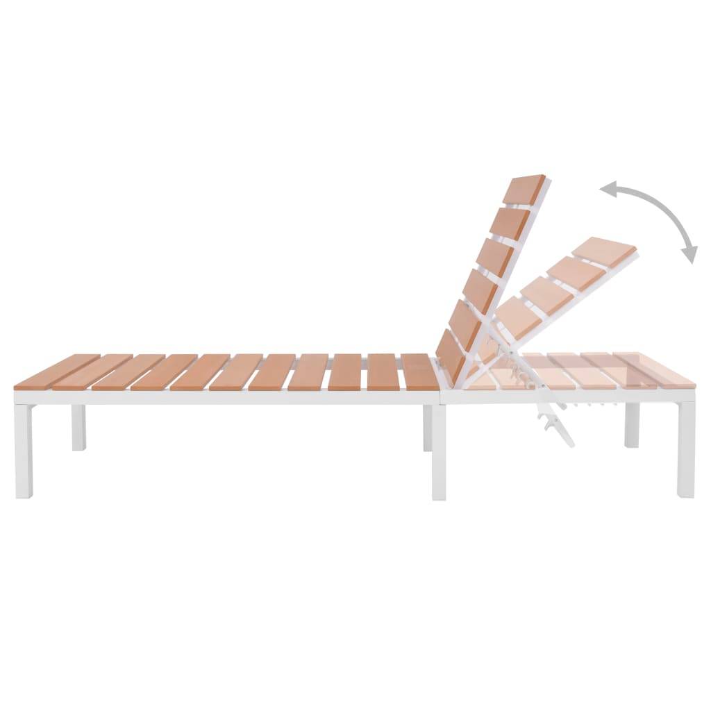 Salon d'angle Aluminium et WPC avec chaise longue et table basse pour Terrasse Piscine Blanc – ComfortXL Outdoor Living - Image 7