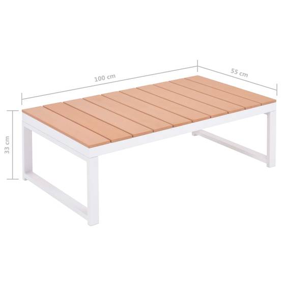 Salon d'angle Aluminium et WPC avec chaise longue et table basse pour Terrasse Piscine Blanc – ComfortXL Outdoor Living - Image 8