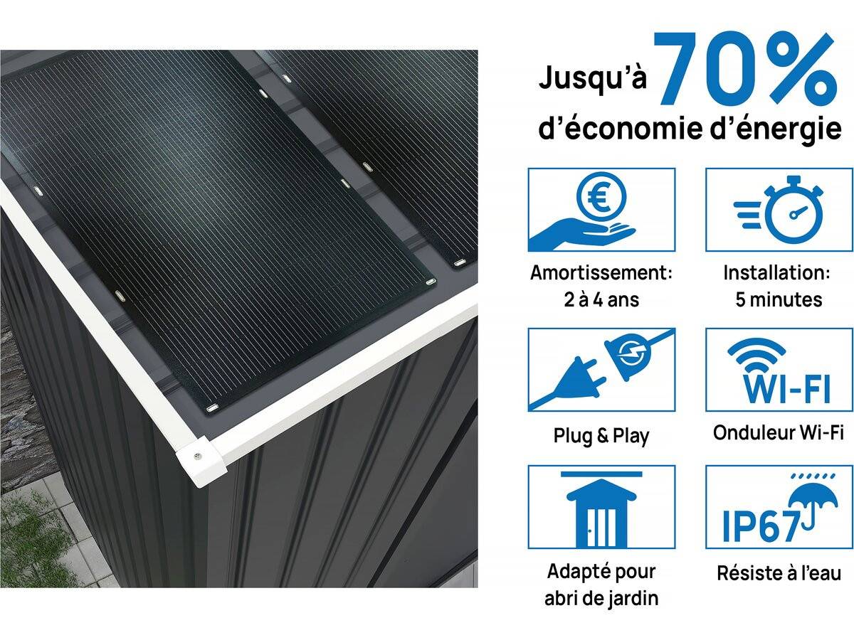 Habitat Et Jardin - Garage Métal " Houston" - 18,56 M² Avec Panneau Solaire - Anthracite -habitat Et Jardin - Image 3