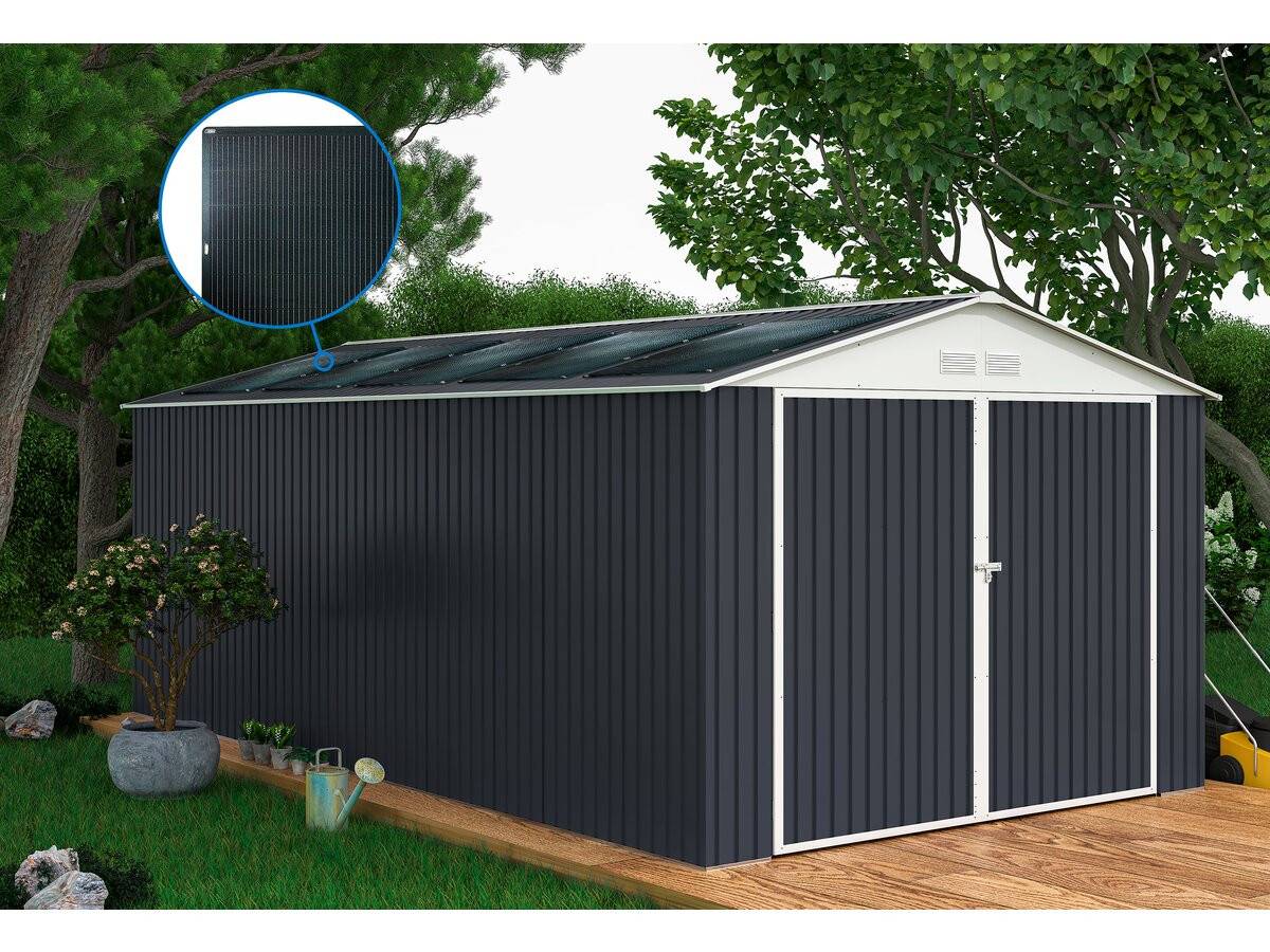 Habitat Et Jardin - Garage Métal " Houston" - 18,56 M² Avec Panneau Solaire - Anthracite -habitat Et Jardin - Image 2