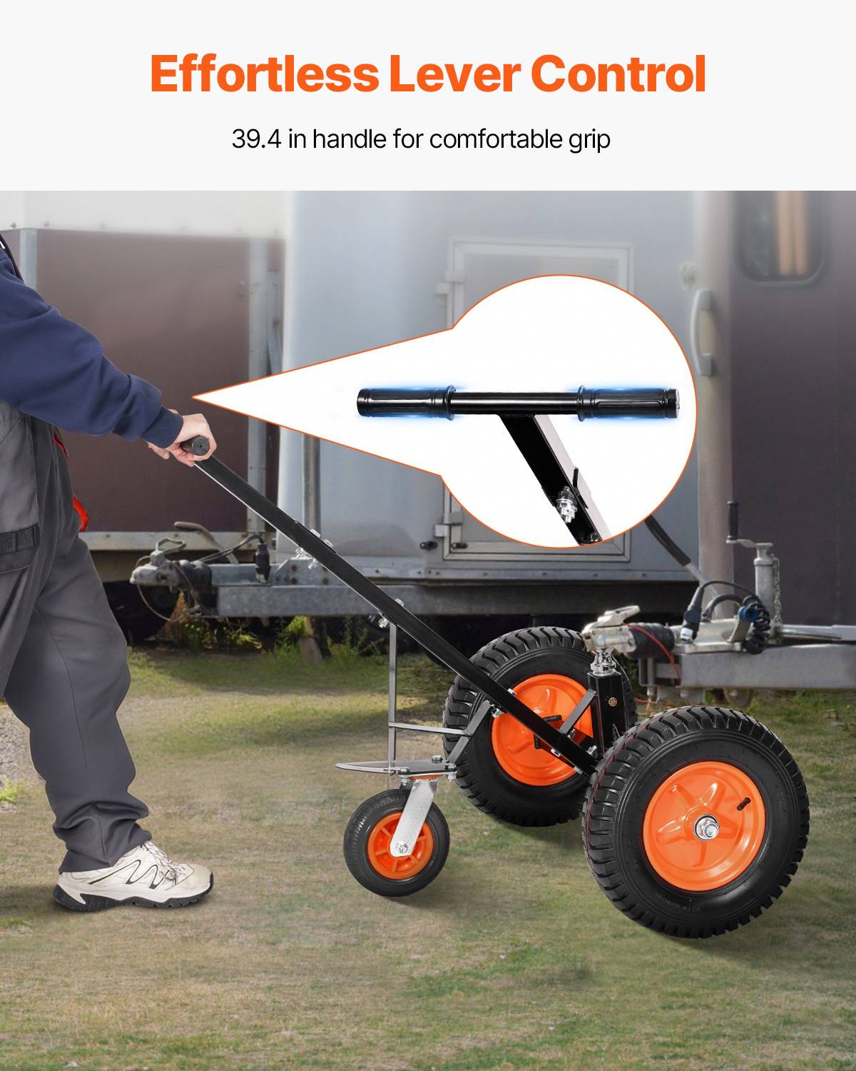 VEVOR Chariot remorque, charge 544kg. Hauteur réglable, boule 50.8mm, pneus pneumatiques. Pour camping-car. - Image 6