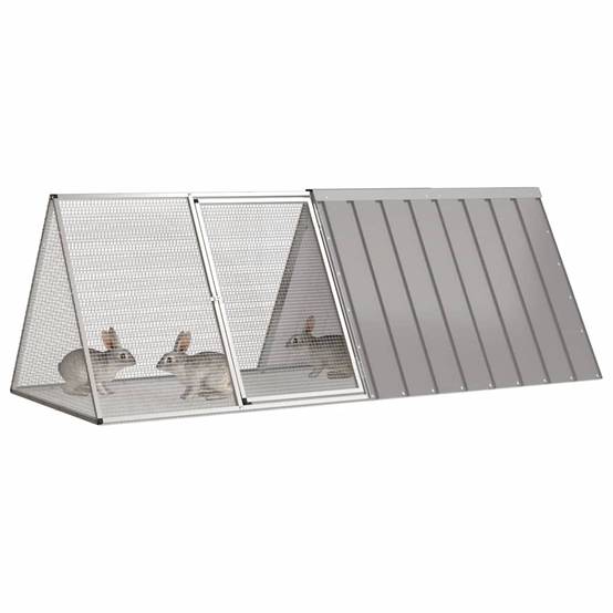 Cage à lapin extérieure parc en acier galvanisé 201x80x71cm Gris – ComfortXL Outdoor Living - Image 2