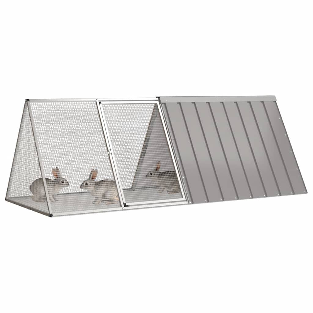 Cage à lapin extérieure parc en acier galvanisé 201x80x71cm Gris – ComfortXL Outdoor Living - Image 2