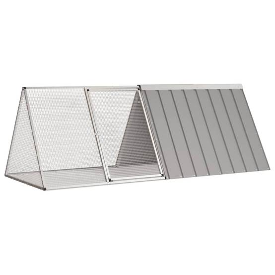 Cage à lapin extérieure parc en acier galvanisé 201x80x71cm Gris – ComfortXL Outdoor Living - Image 1