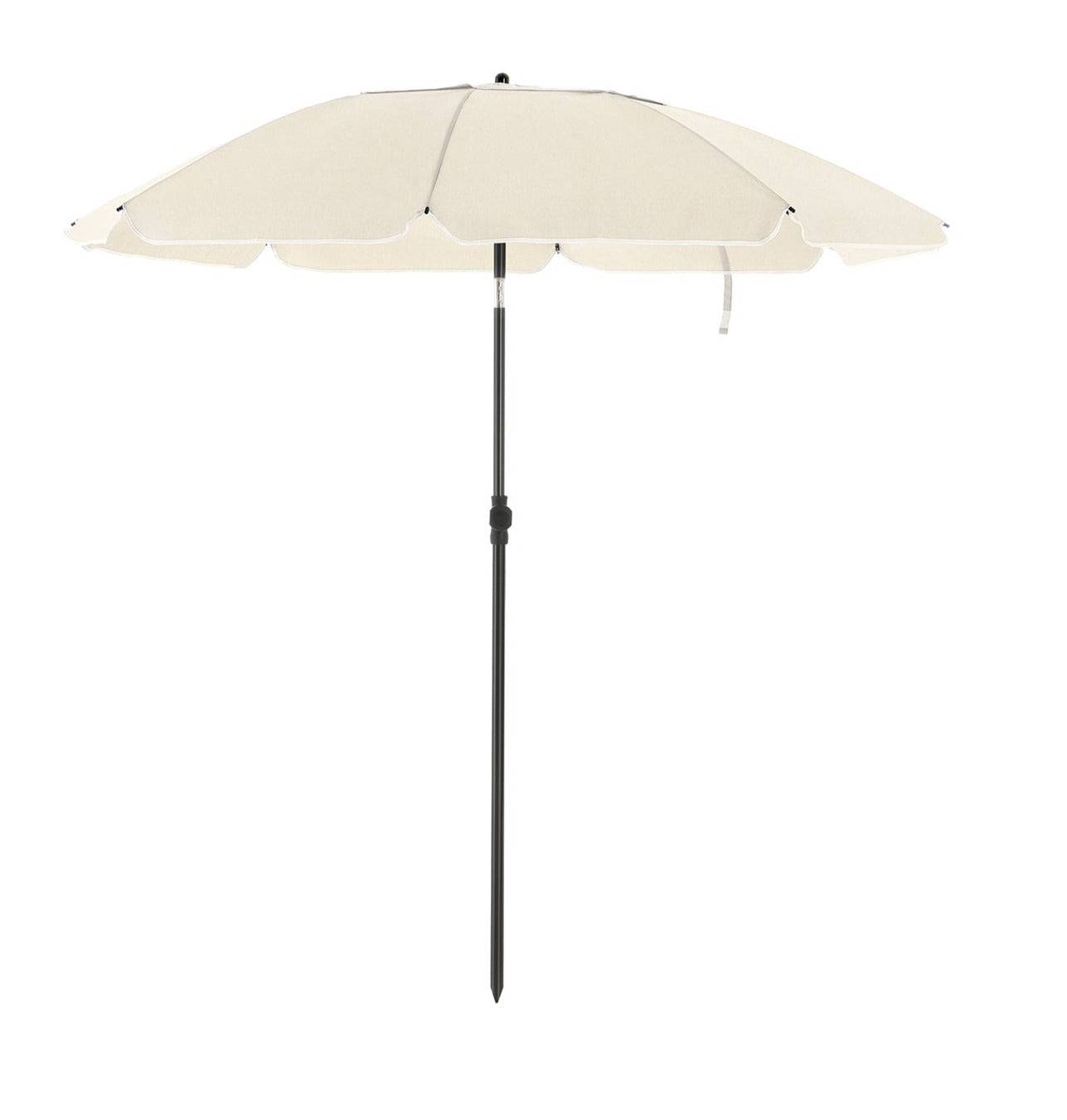 Helloshop26 - Parasol de jardin diamètre 1,6 m ombrelle protection UPS 50+ inclinable portable résistant au vent baleines en fibre de verre avec sac beige - Image 1