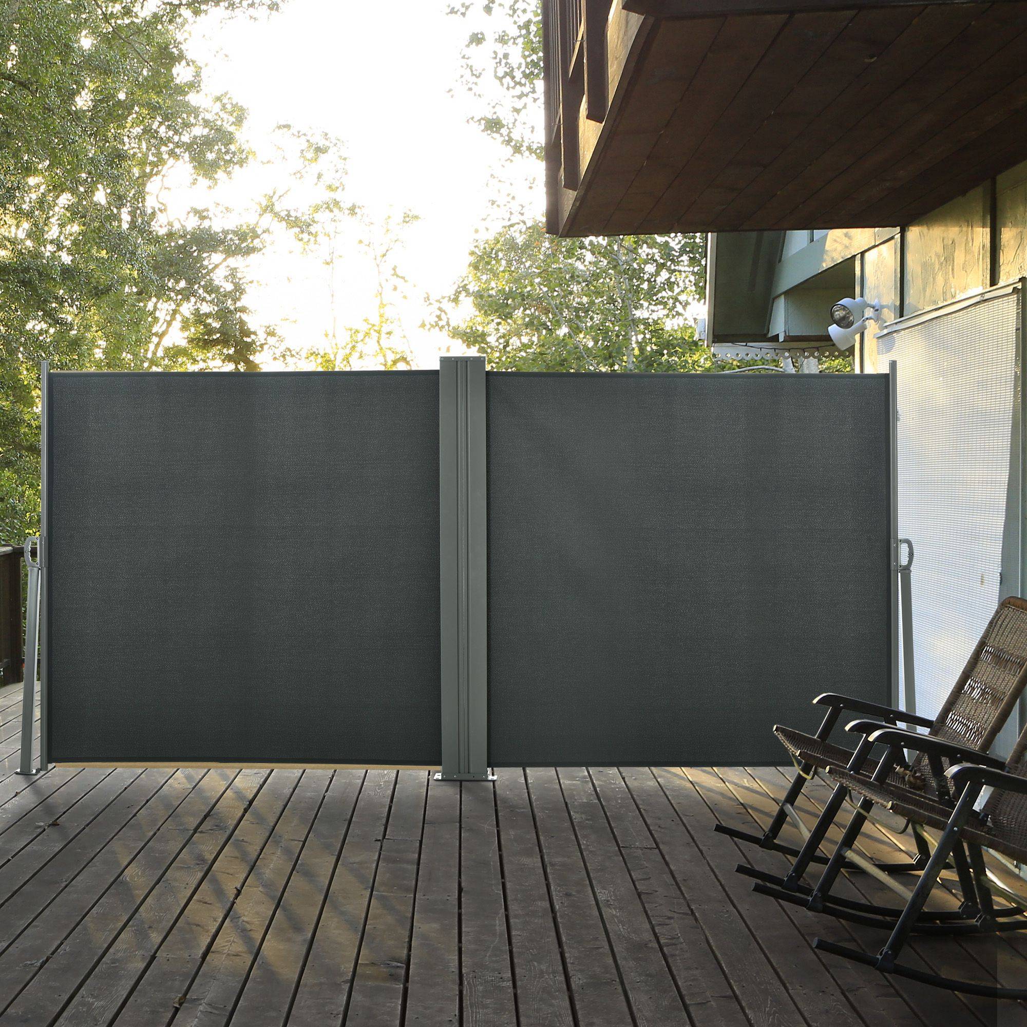 Sans Marque - Cloison de jardin réglable et résistante aux UV avec poignée, en métal et polyester 180 g/m², 600 x 180 cm, grise - Image 3