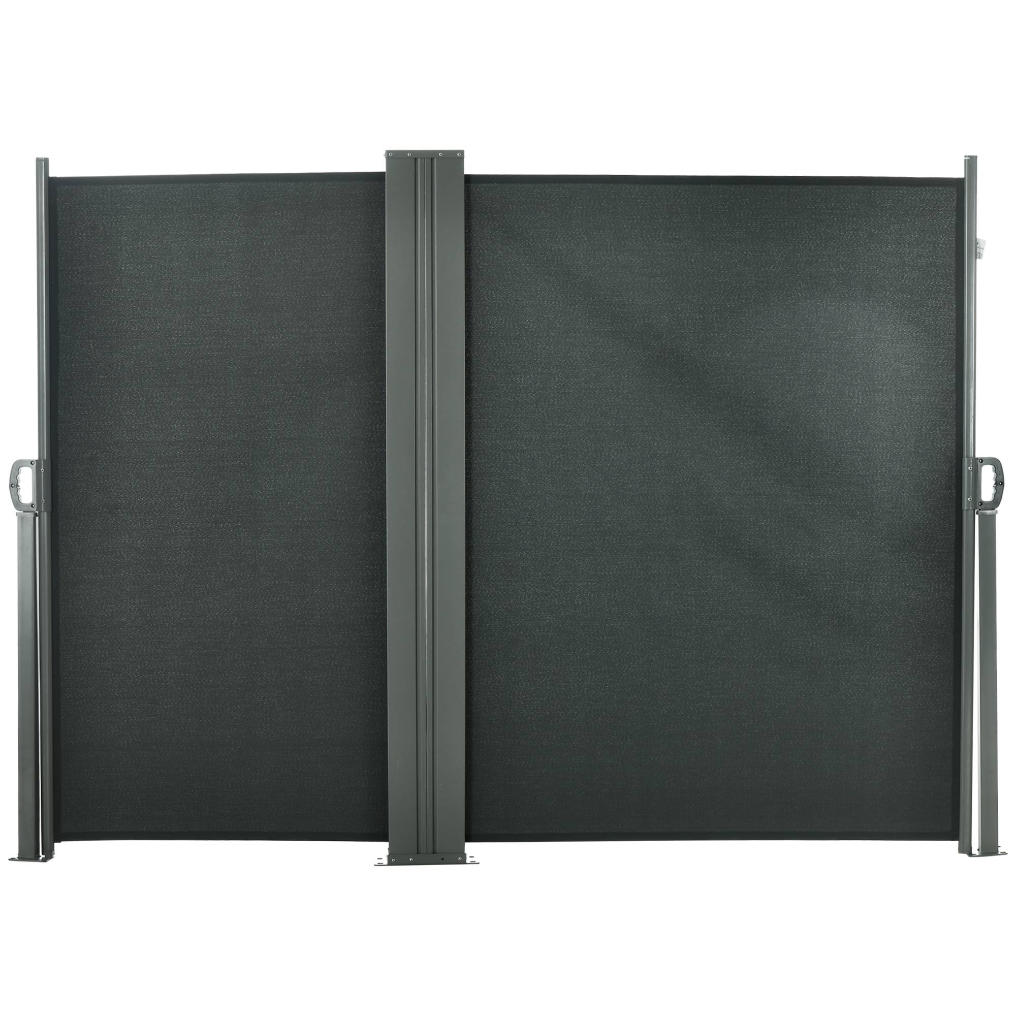 Sans Marque - Cloison de jardin réglable et résistante aux UV avec poignée, en métal et polyester 180 g/m², 600 x 180 cm, grise - Image 1