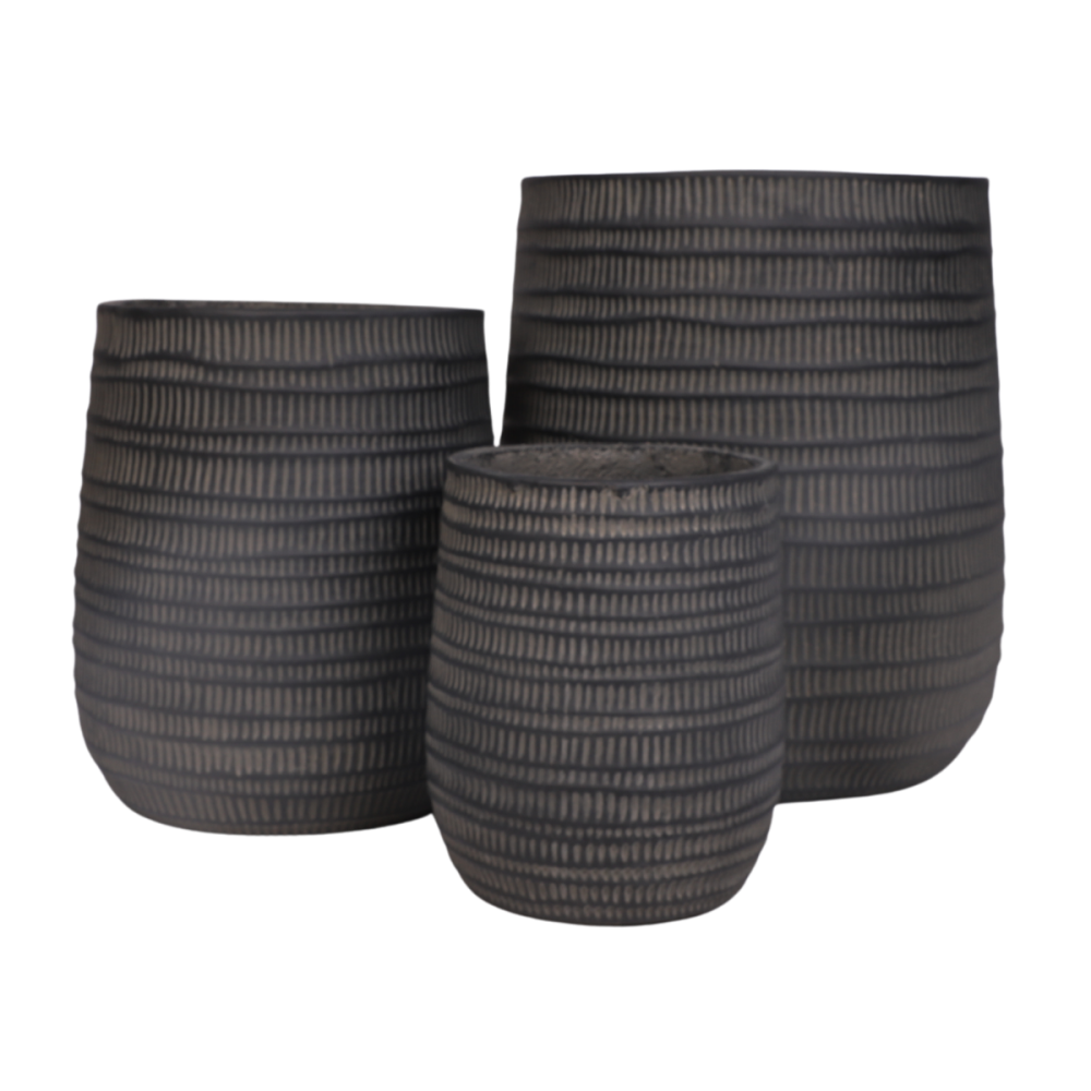 3 Cache-pots grandes tailles plante extérieur béton noir 29-39-50cm Chemin de campagne - Image 1