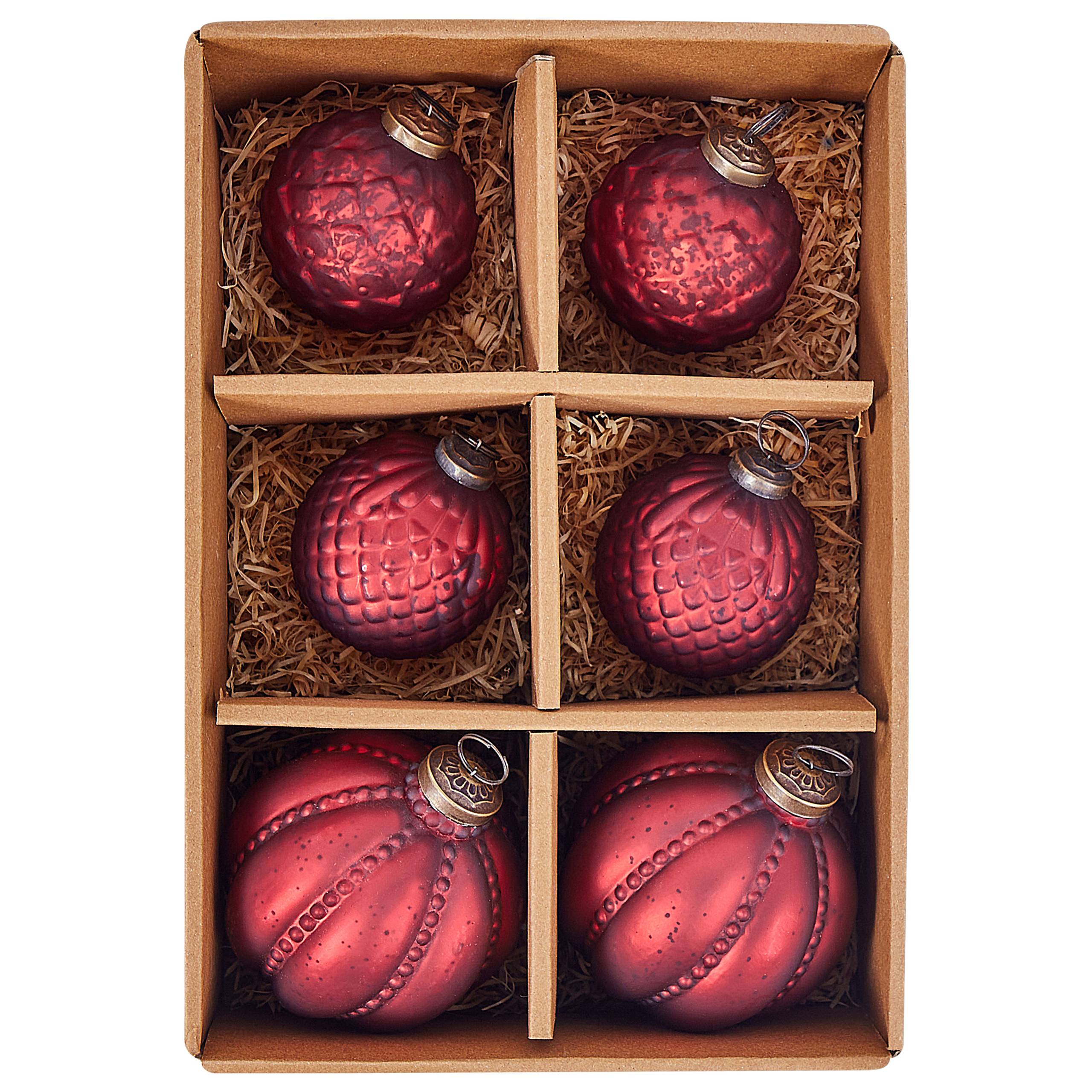 Beliani - Boules de Noël Verre Rouge ARGENTIN - 10x10x14- Beliani - Image 4