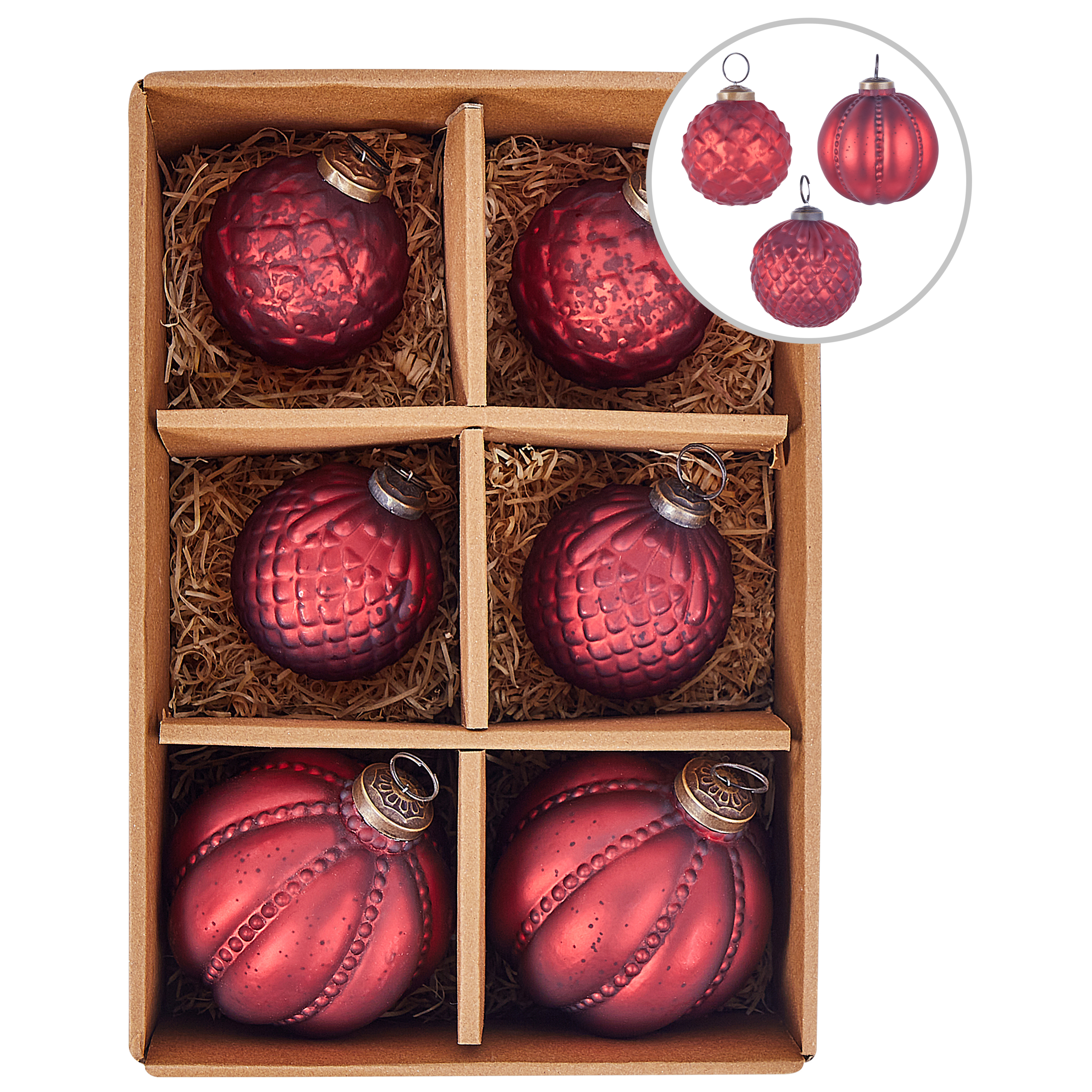 Beliani - Boules de Noël Verre Rouge ARGENTIN - 10x10x14- Beliani - Image 2