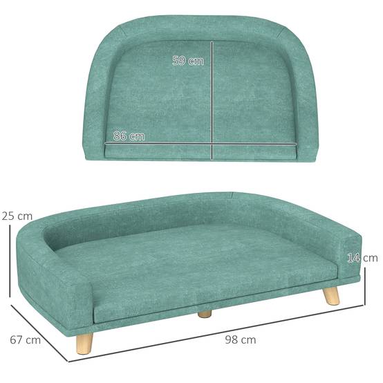 Canapé pour chien, polyester, vert, 98 x 67 x 25 cm - PANGIVO - Image 3