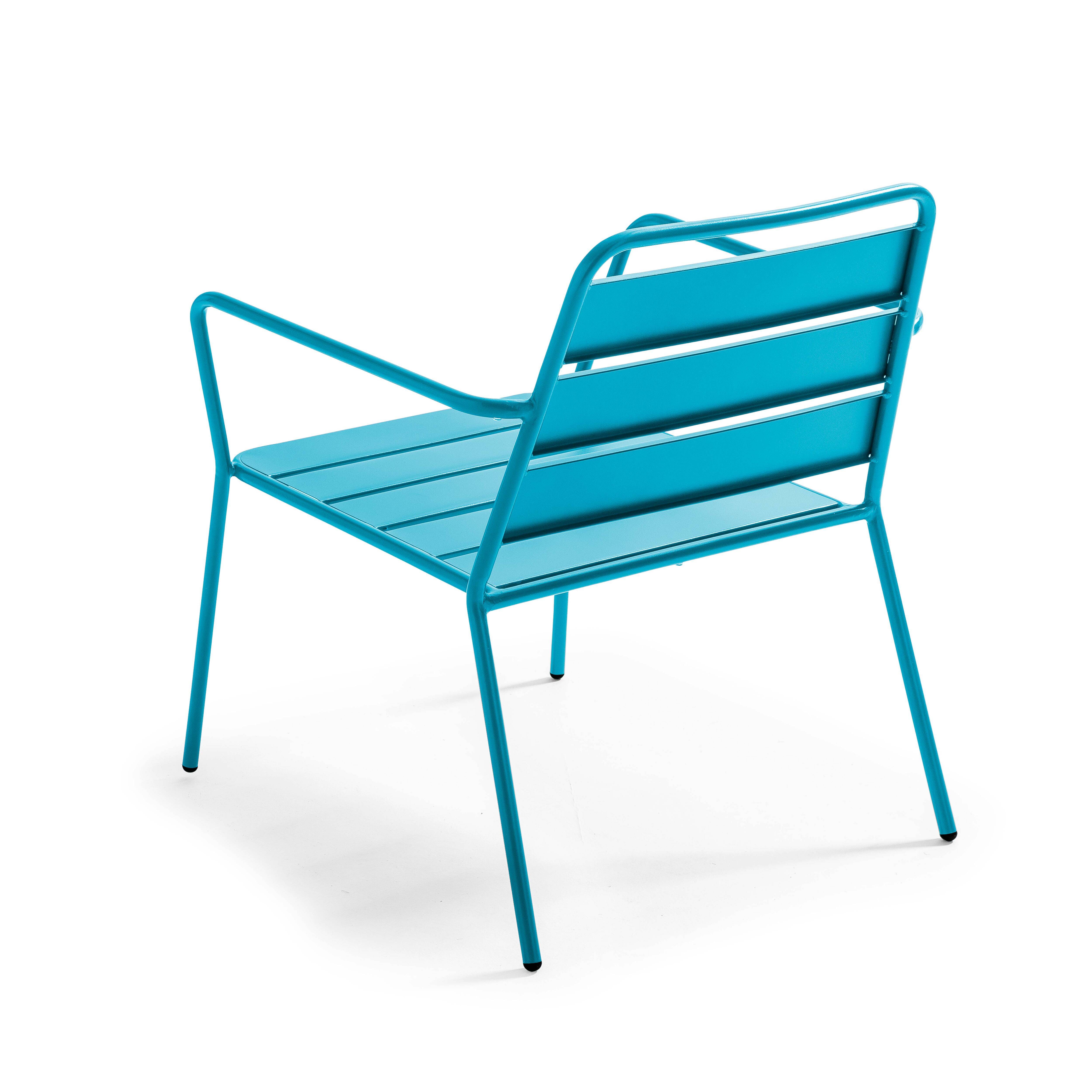 Oviala - Fauteuil bas de jardin en métal bleu pacific Palavas - Oviala - Image 4