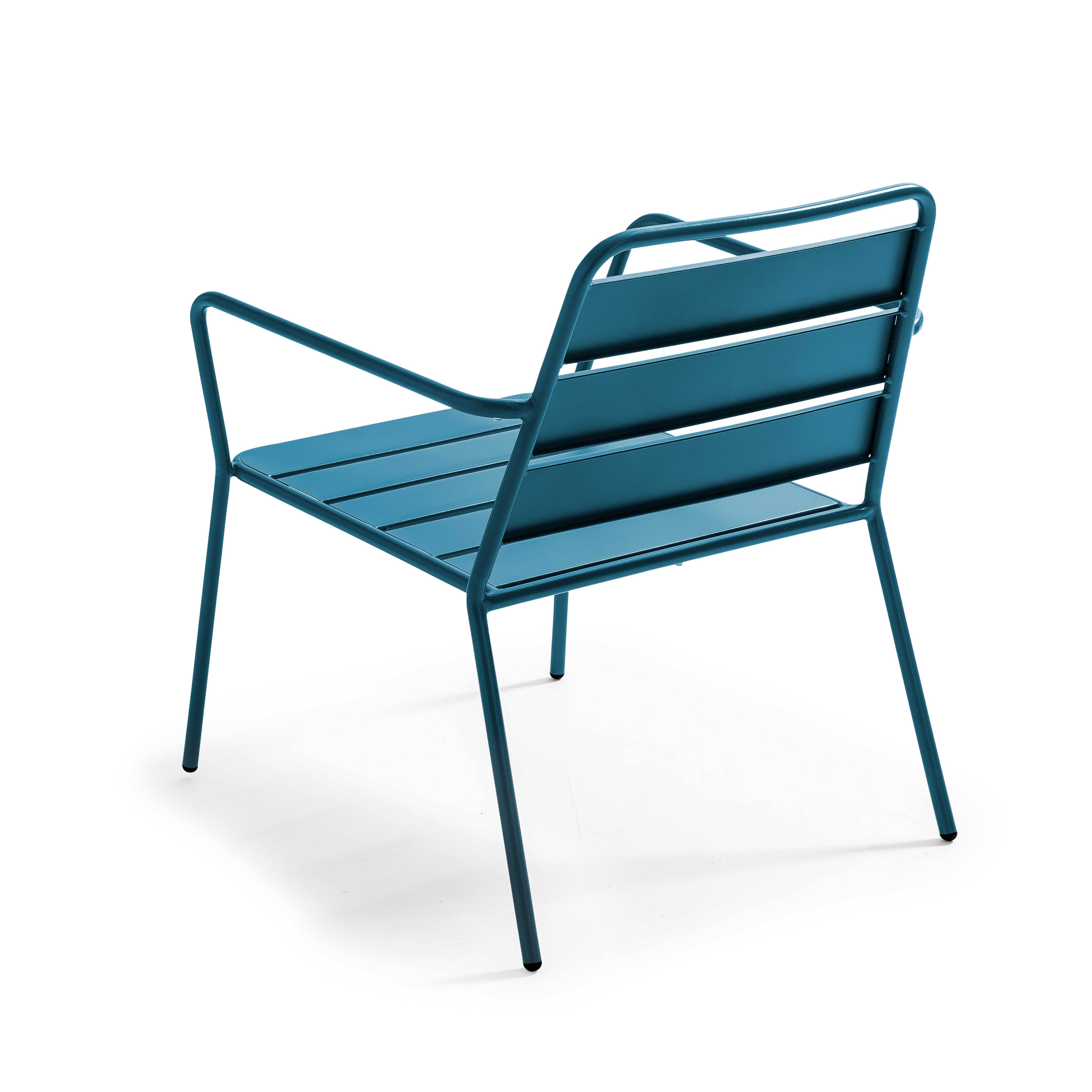Oviala - Fauteuil bas de jardin en métal bleu pacific Palavas - Oviala - Image 3
