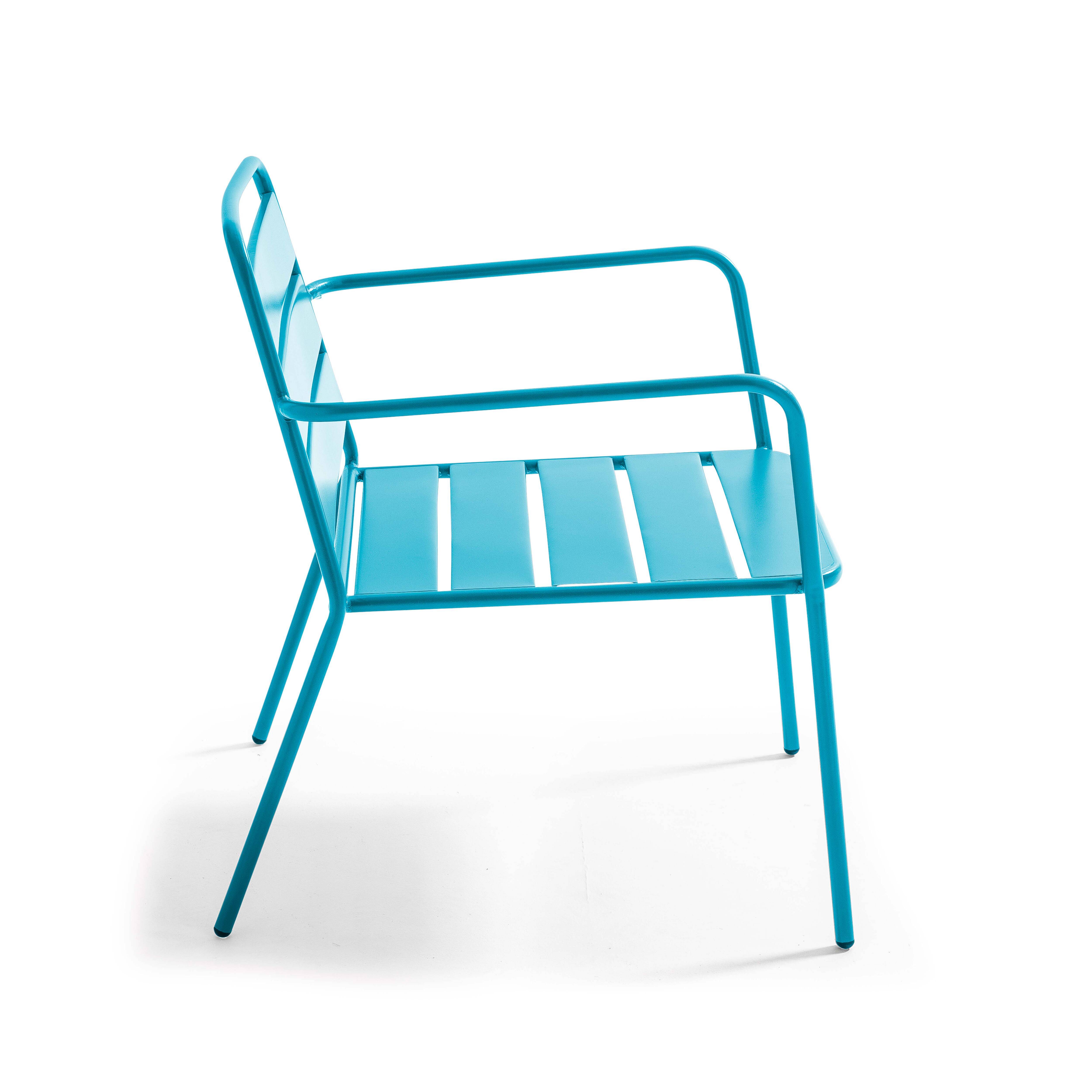 Oviala - Fauteuil bas de jardin en métal bleu pacific Palavas - Oviala - Image 3