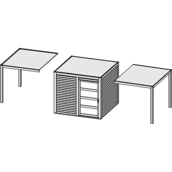 Abri de jardin bois massif 19mm 11,65m² avec appentis 5,6m² porte coulissante Karibu gris - Image 4