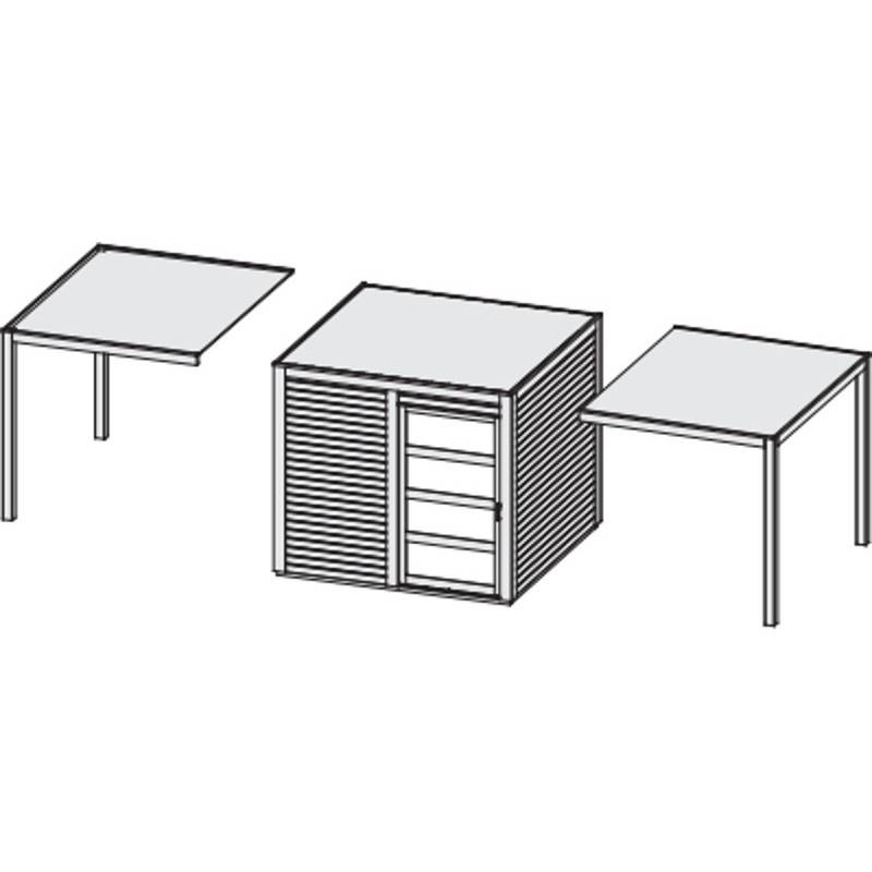 Abri de jardin bois massif 19mm 11,65m² avec appentis 5,6m² porte coulissante Karibu gris - Image 4
