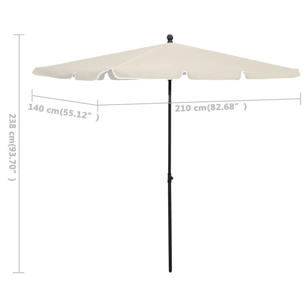 Helloshop26 - Parasol de jardin avec mât 210 x 140 cm sable - Image 6