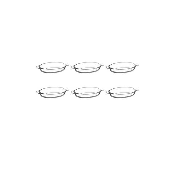 Lot de 6 Mini Plats en Verre "Ovale" 20cm Transparent - Image 1