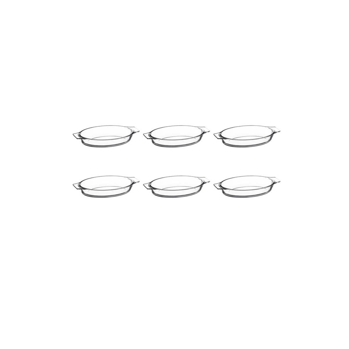 Lot de 6 Mini Plats en Verre "Ovale" 20cm Transparent - Image 1