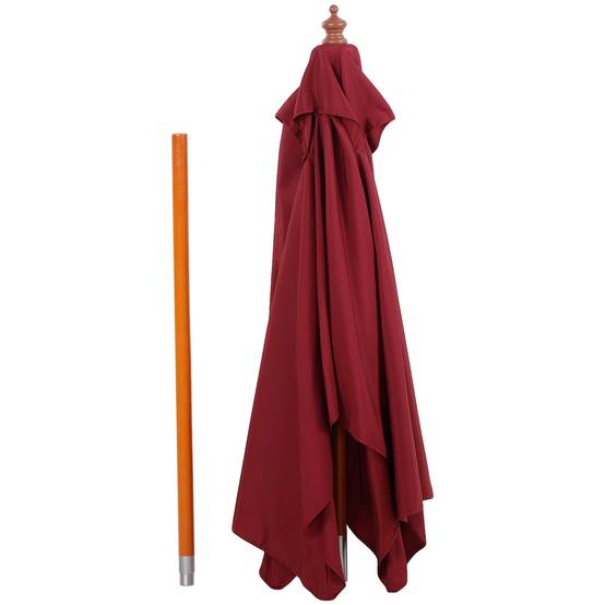 Parasol rectangulaire bois terrasse inclinable anti UV 200x150cm rouge - ComfortXL Outdoor Living - Image 9