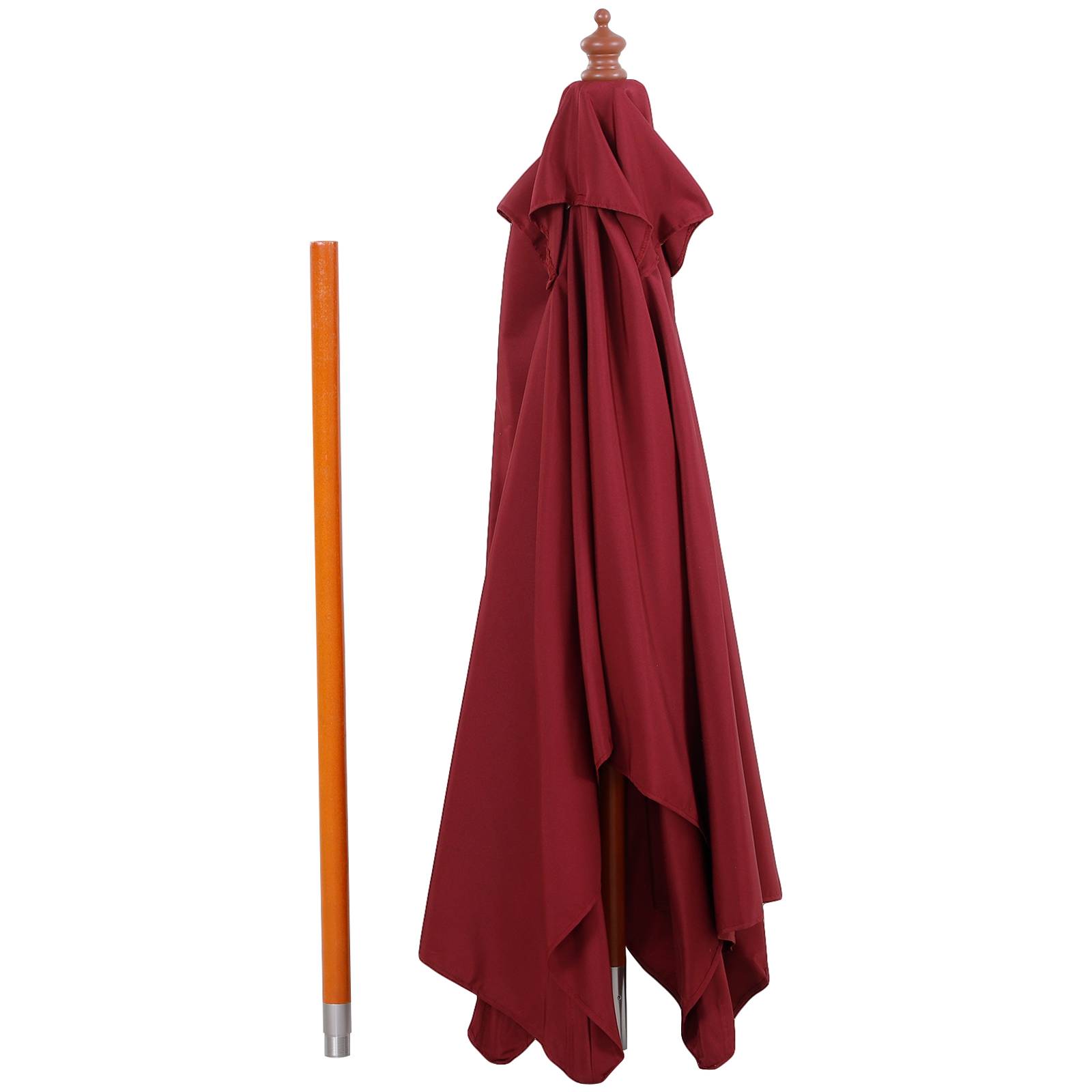 Parasol rectangulaire bois terrasse inclinable anti UV 200x150cm rouge - ComfortXL Outdoor Living - Image 9