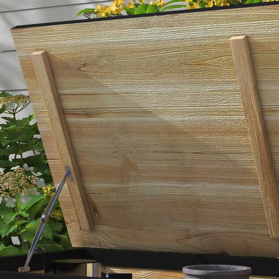 ComfortXL - Coffre de rangement jardin en bois de sapin naturel 121 L 100 x 50 x 43 cm mobile avec roues et couvercle - Image 9