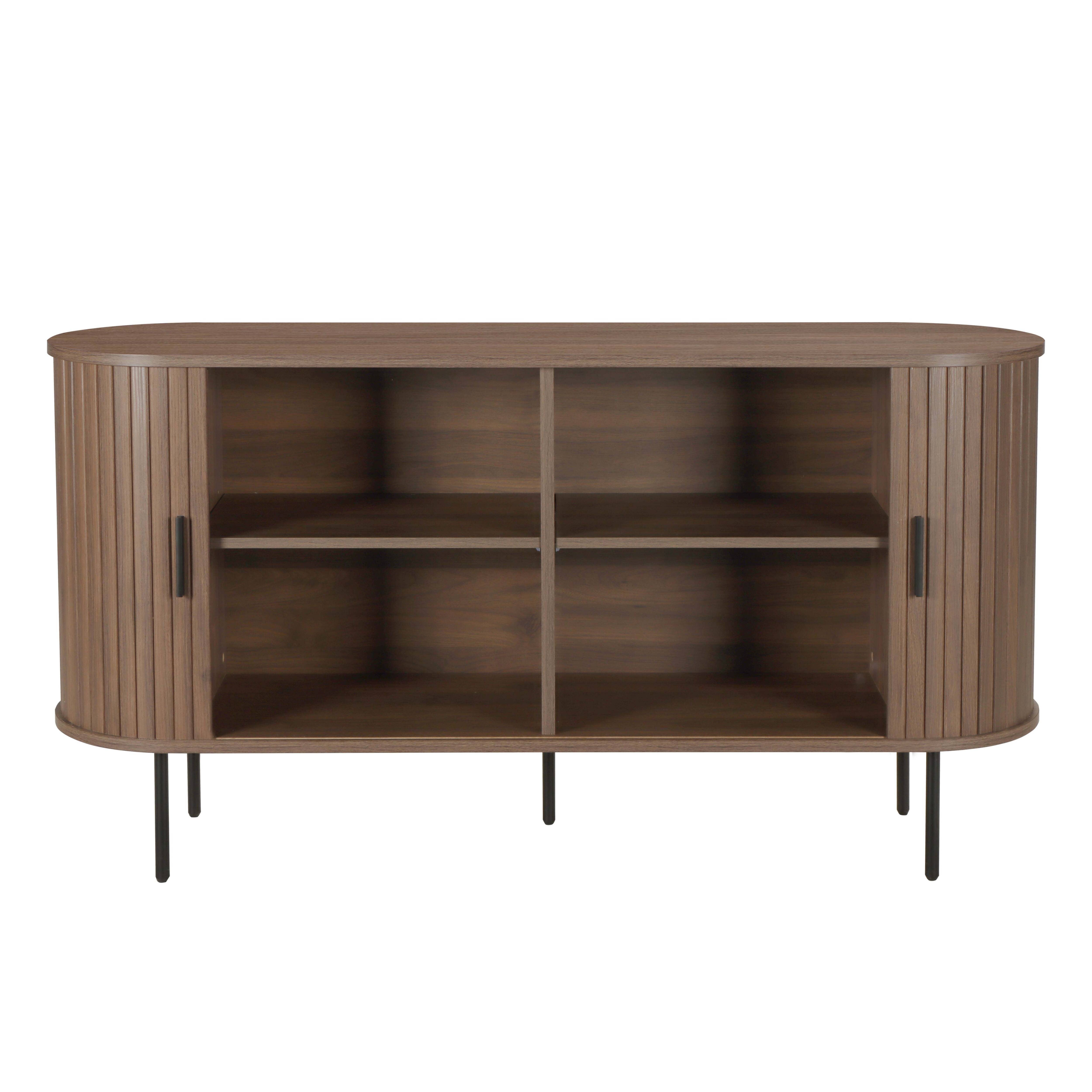 Oviala - Buffet 2 portes en mélaminé et acier 140 cm noyer Marius - Oviala - Image 4