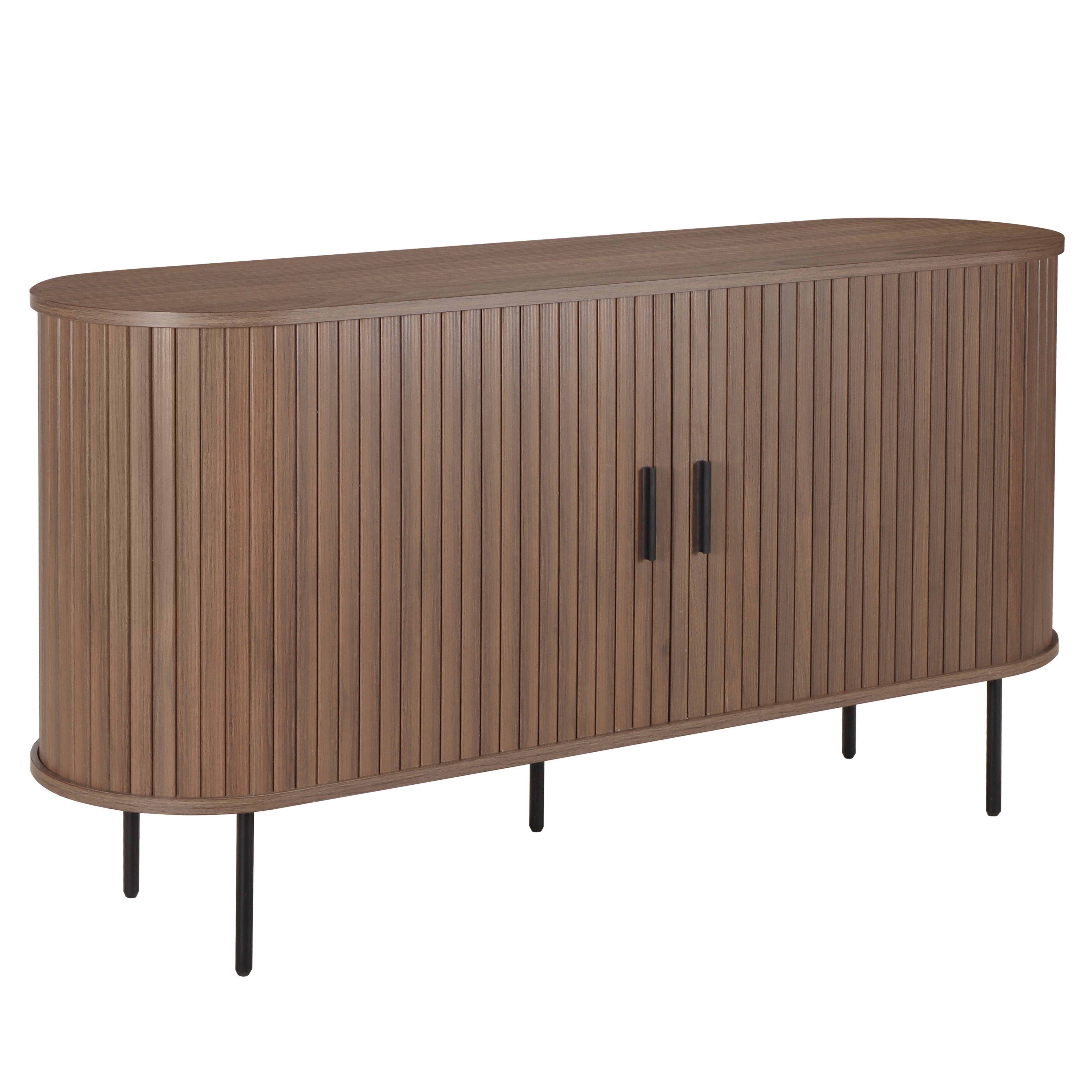 Oviala - Buffet 2 portes en mélaminé et acier 140 cm noyer Marius - Oviala - Image 1