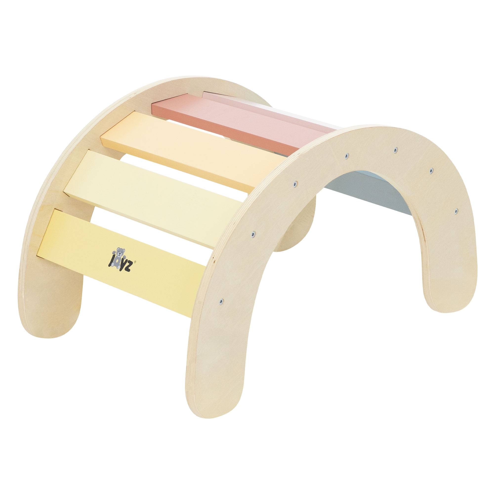 Arche d'escalade pour enfants en bois aux couleurs de l'arc-en-ciel multifonctionnel avec poignées à partir de 2 ans et plus encourage la motricité - Image 1