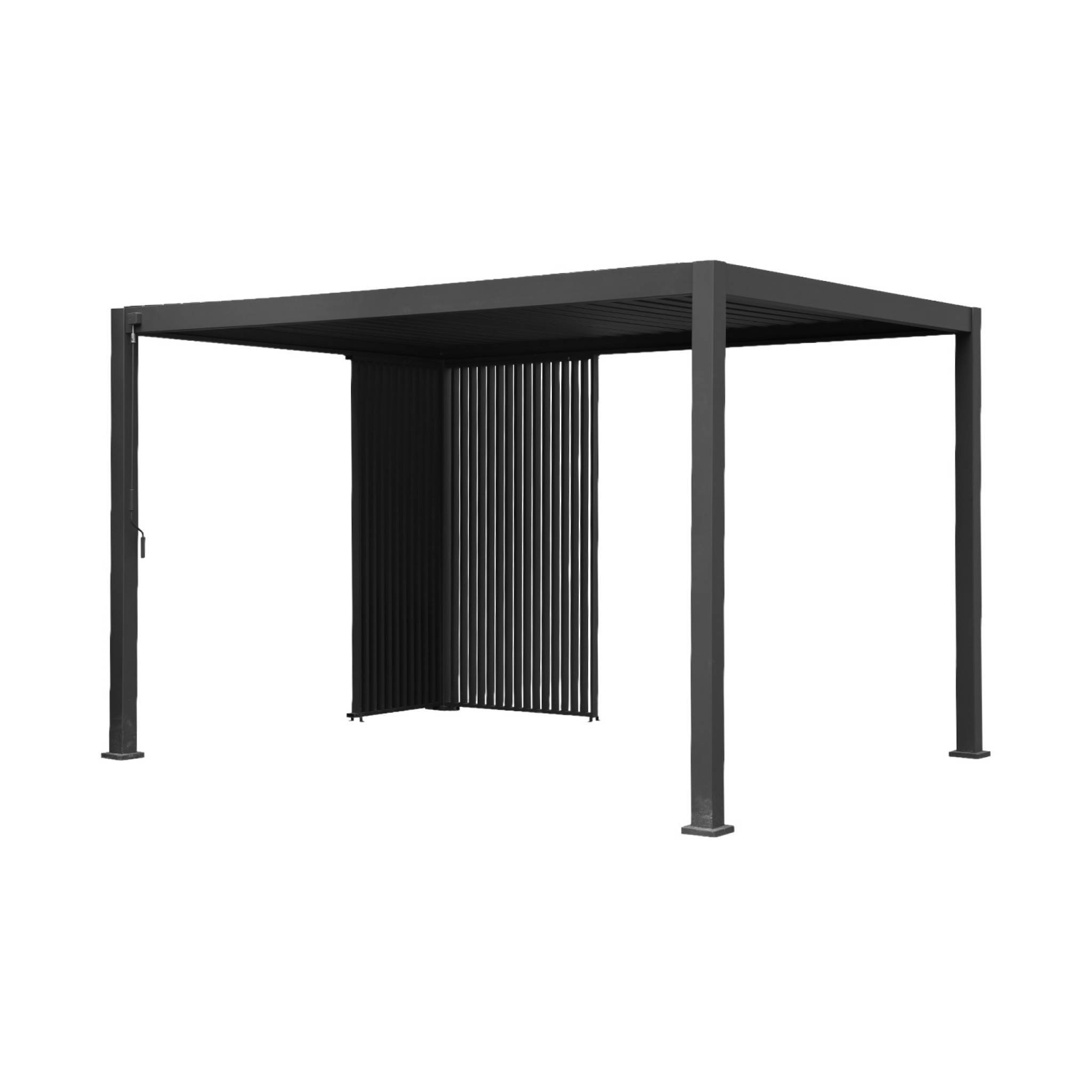 Pergola bioclimatique aluminium 4x3m anthracite + persiennes verticales 100cm et 130cm Triomphe | sweeek - Image 1