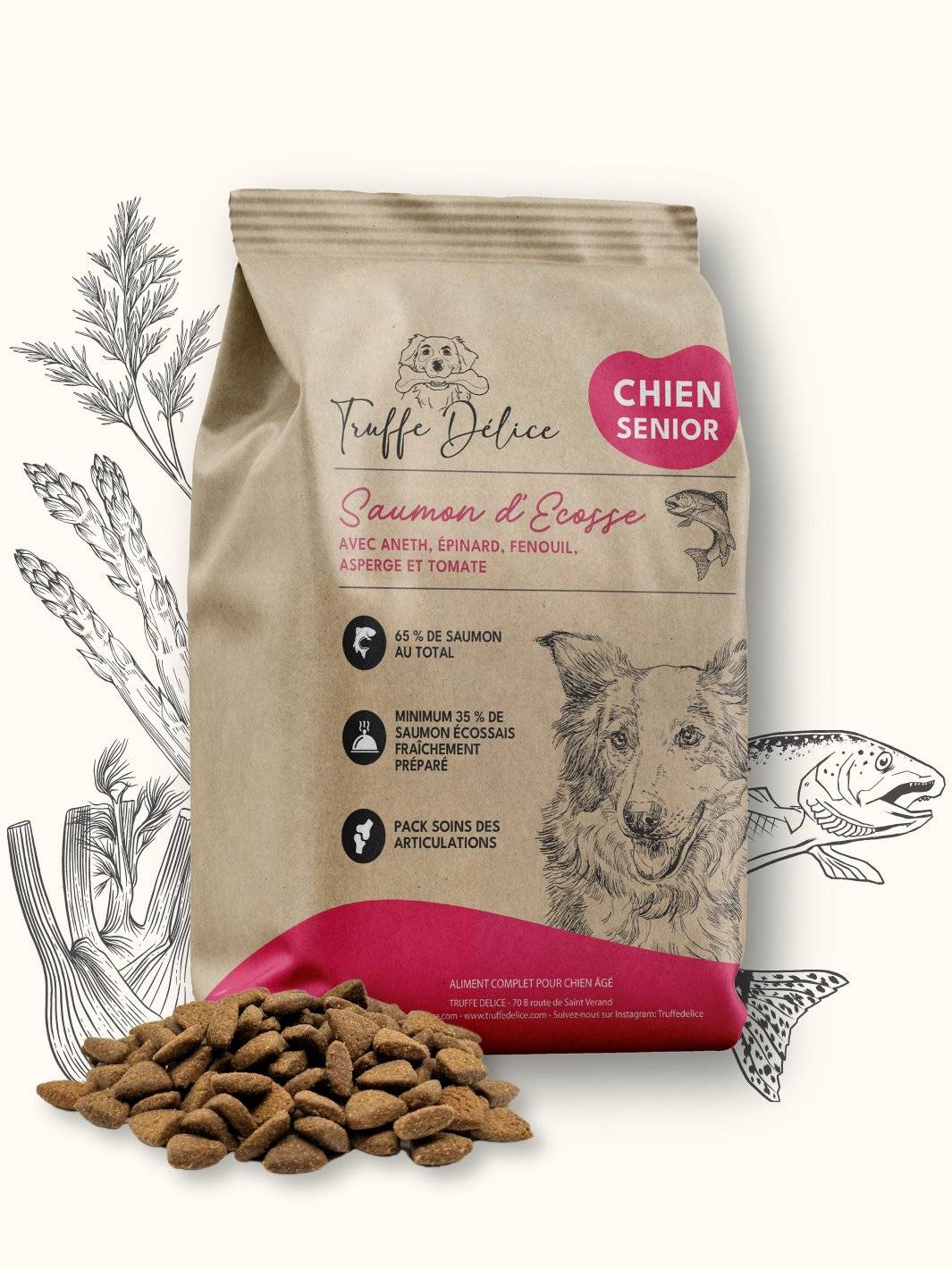 Autre - Croquettes chien sénior - Saumon d’Écosse Truffe Délice