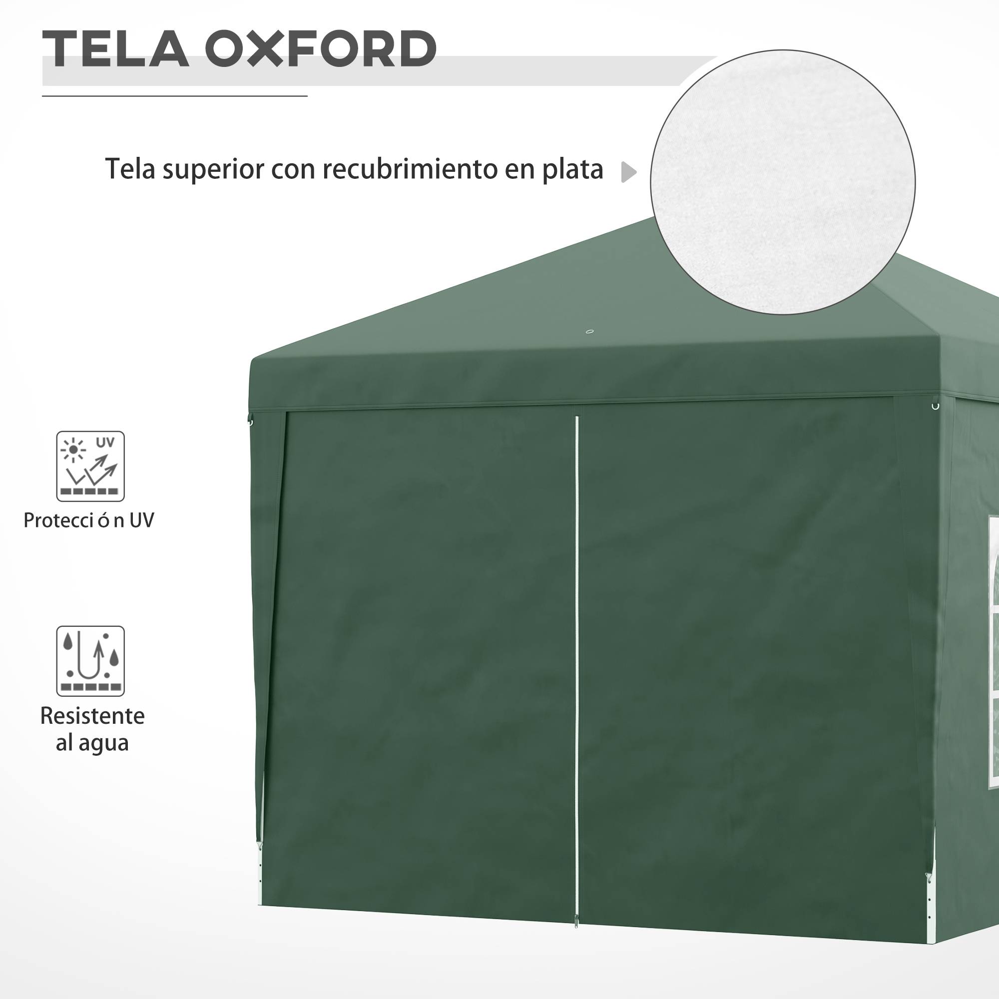Tonnelle pliante avec 4 parois amovibles, 3 x 3 m, tonnelle de jardin avec sac de transport, imperméable, résistante aux UV, verte - Image 8