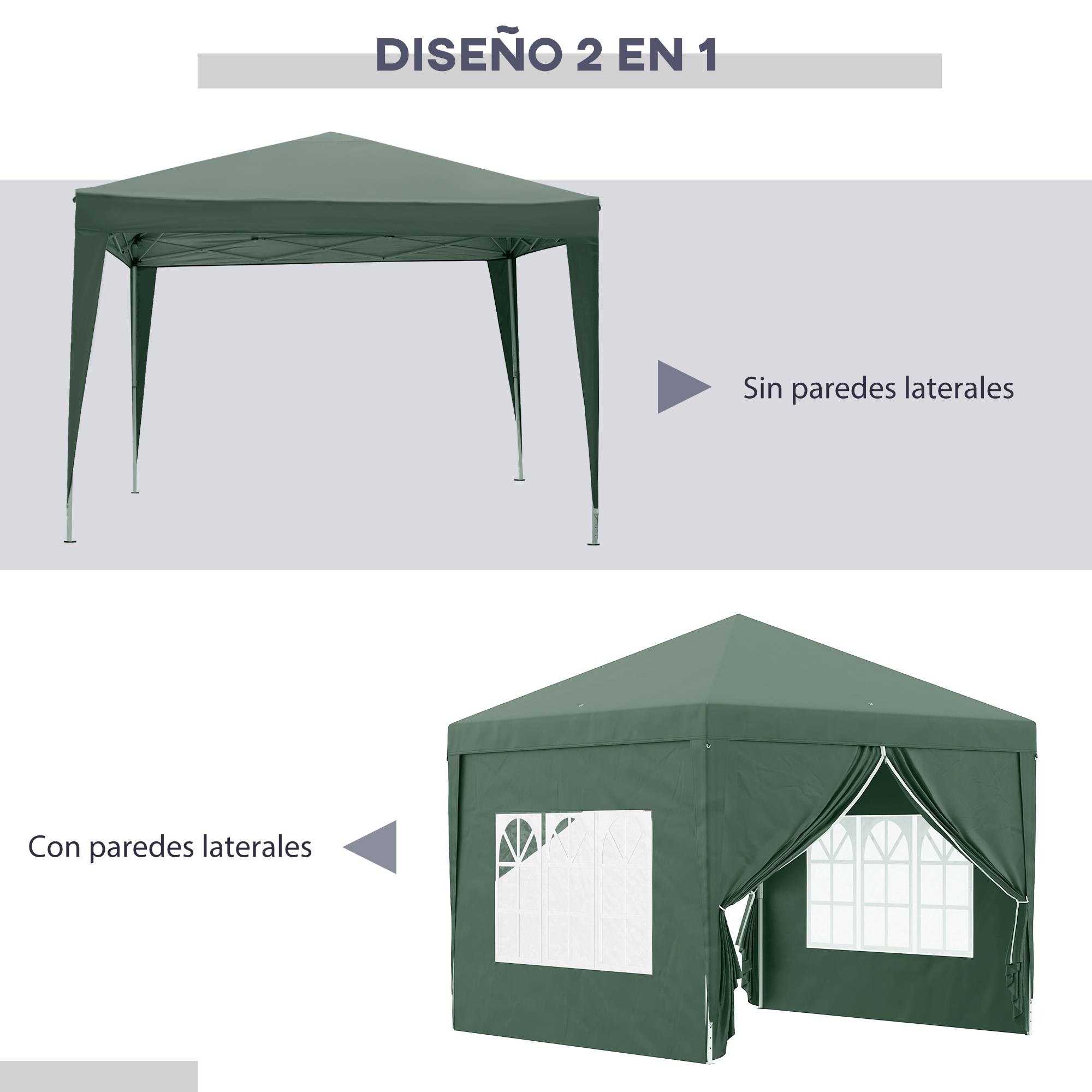 Tonnelle pliante avec 4 parois amovibles, 3 x 3 m, tonnelle de jardin avec sac de transport, imperméable, résistante aux UV, verte - Image 6