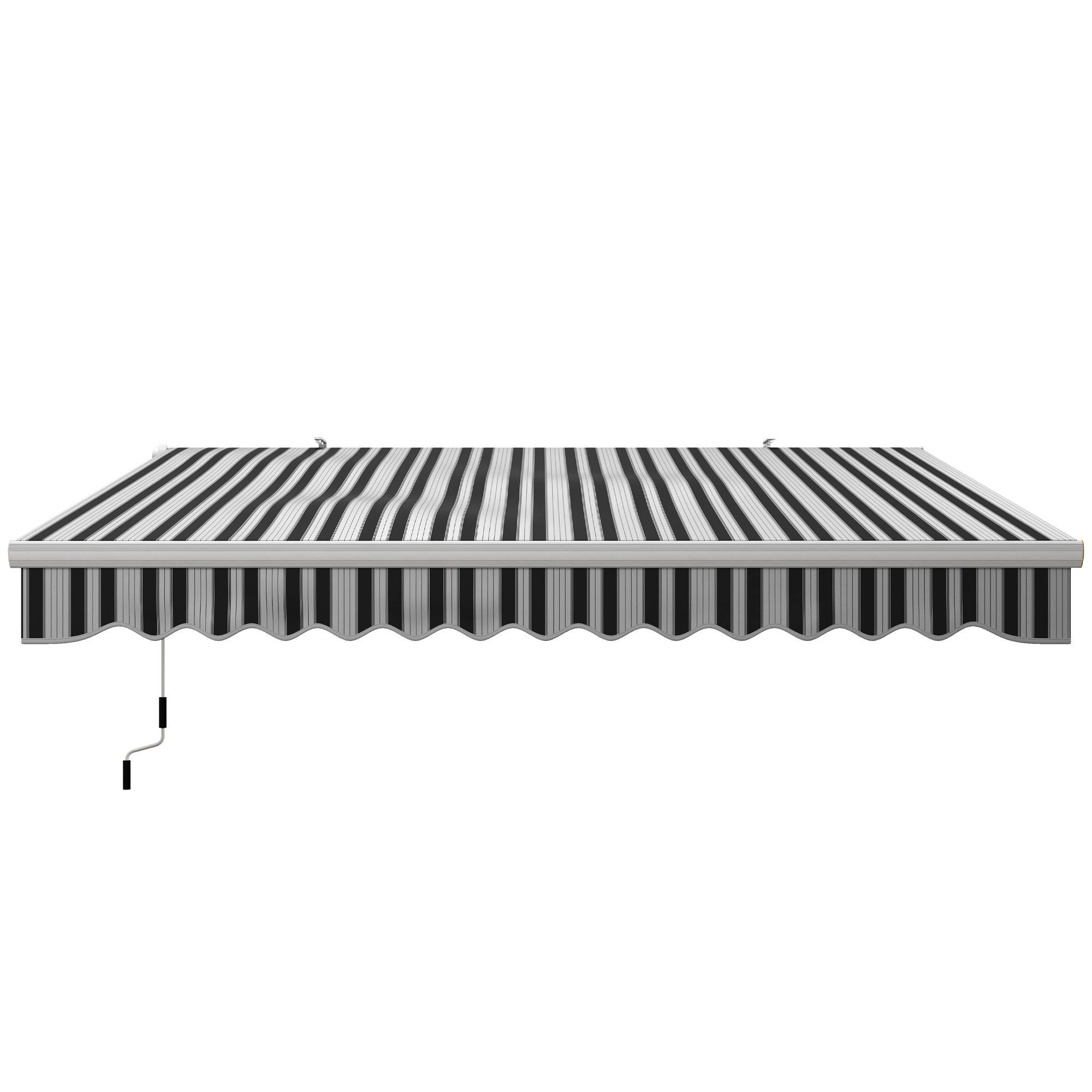 Store banne rétractable manuel 395 x 245 cm, bras articulé à angle réglable, protection UV et étanchéité, fixation murale, bleu et blanc - Image 2