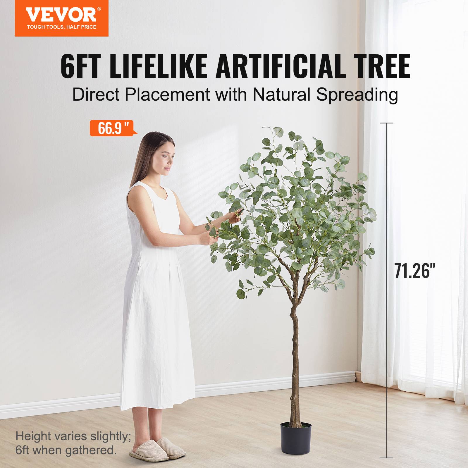 Vevor - VEVOR Arbre artificiel Eucalyptus 181 cm PE, pot, décoration fausse plante intérieur/extérieur. - Image 2
