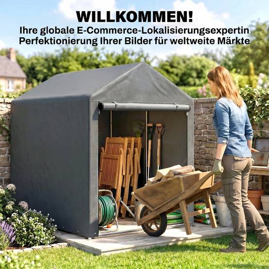 Abri stockage robuste résistant intempéries, cadre acier,1,2x1,8x1,6m, gris foncé - Image 8