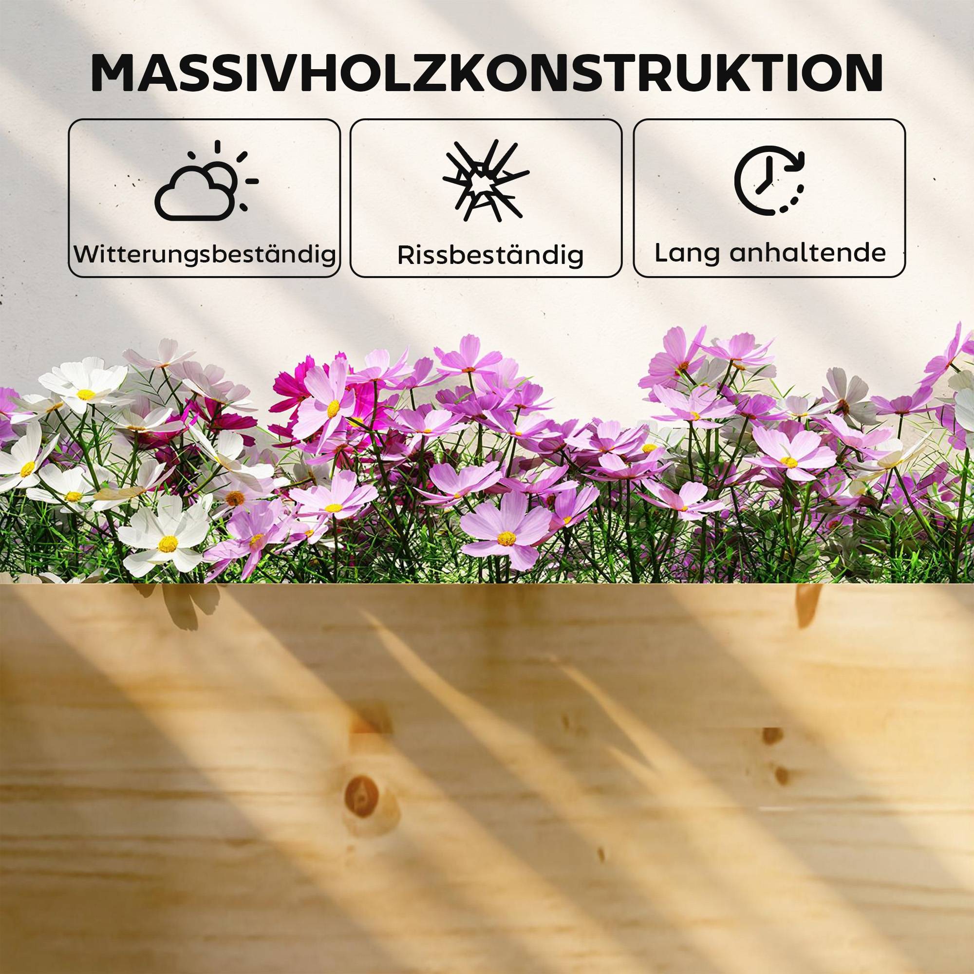 Carré potager en bois massif pour jardin avec cloison de séparation 235x66x26cm couleur nature - ComfortXL Outdoor Living - Image 9