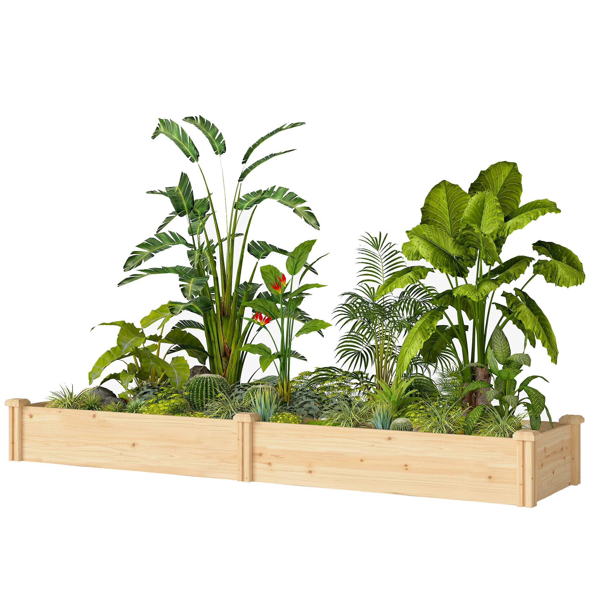 Carré potager en bois massif pour jardin avec cloison de séparation 235x66x26cm couleur nature - ComfortXL Outdoor Living - Image 2