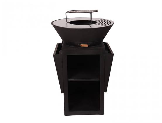 Purline - Barbecue Braséro charbon acier corten noir avec bras latéraux EFP57B – Purline - Image 2