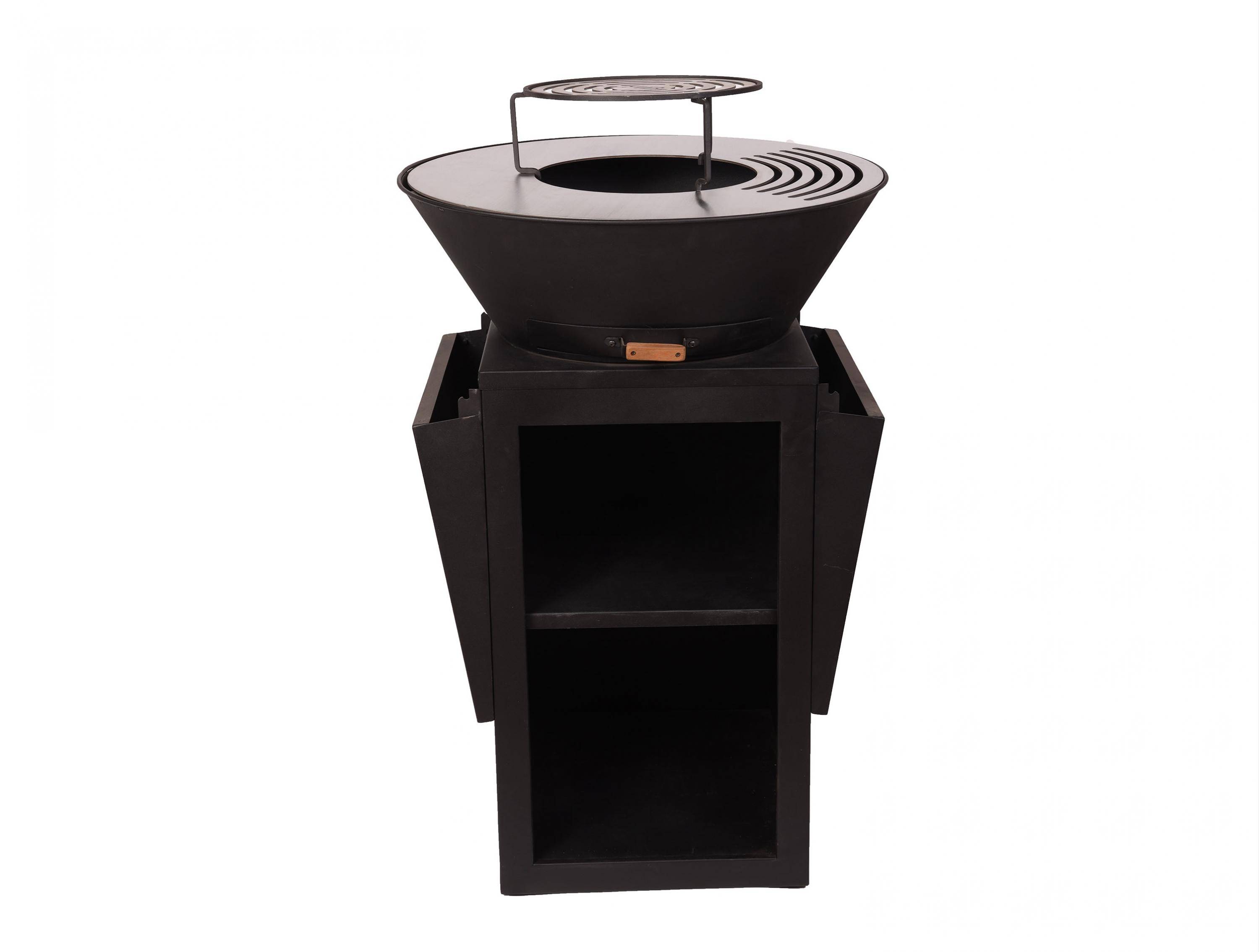 Purline - Barbecue Braséro charbon acier corten noir avec bras latéraux EFP57B – Purline - Image 2