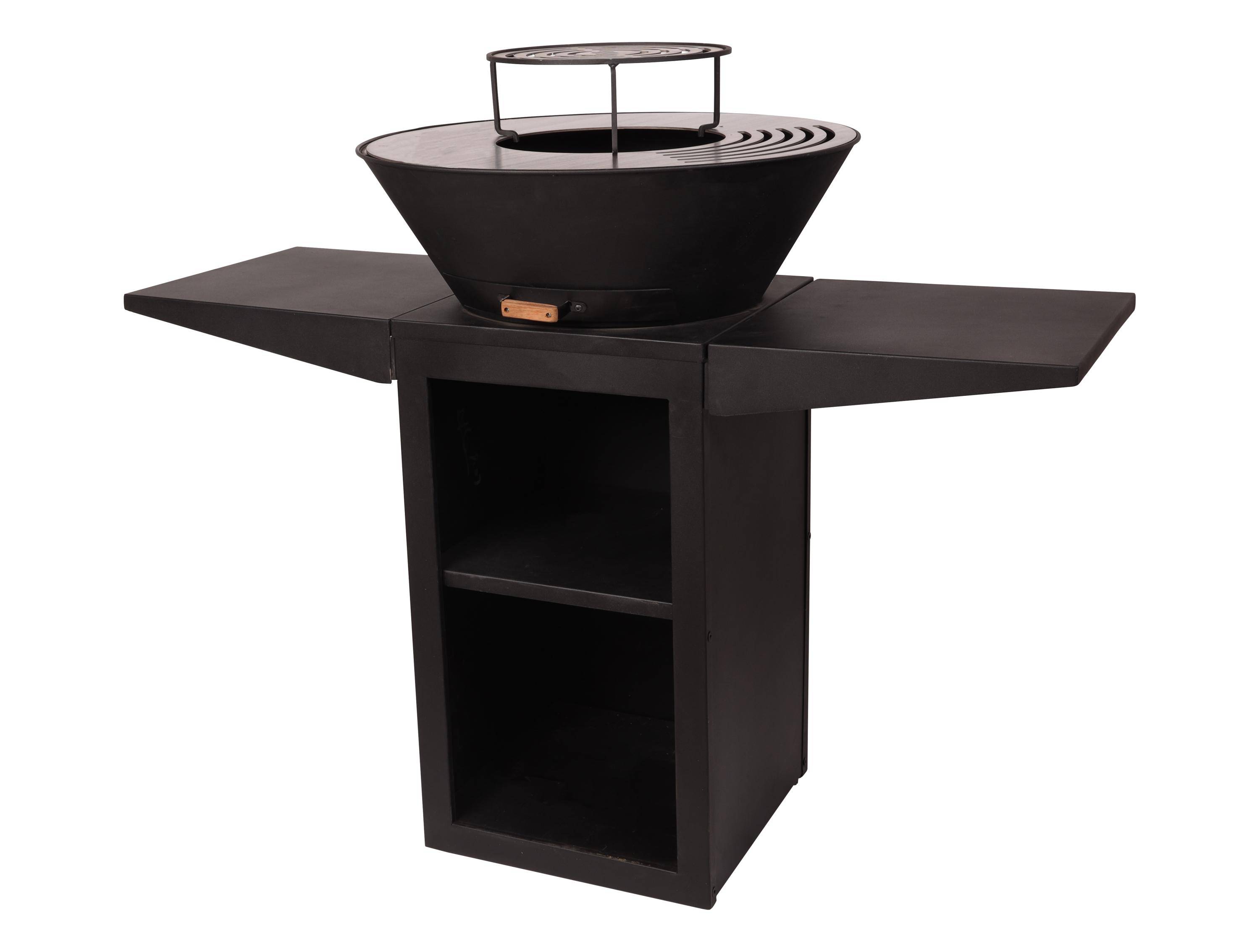 Purline - Barbecue Braséro charbon acier corten noir avec bras latéraux EFP57B – Purline - Image 1