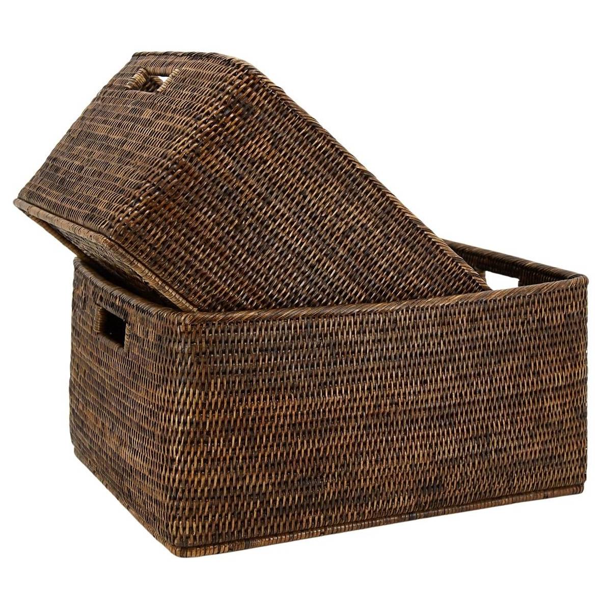 Aubry Gaspard - Corbeilles de rangement en rotin (Lot de 2) - Image 1